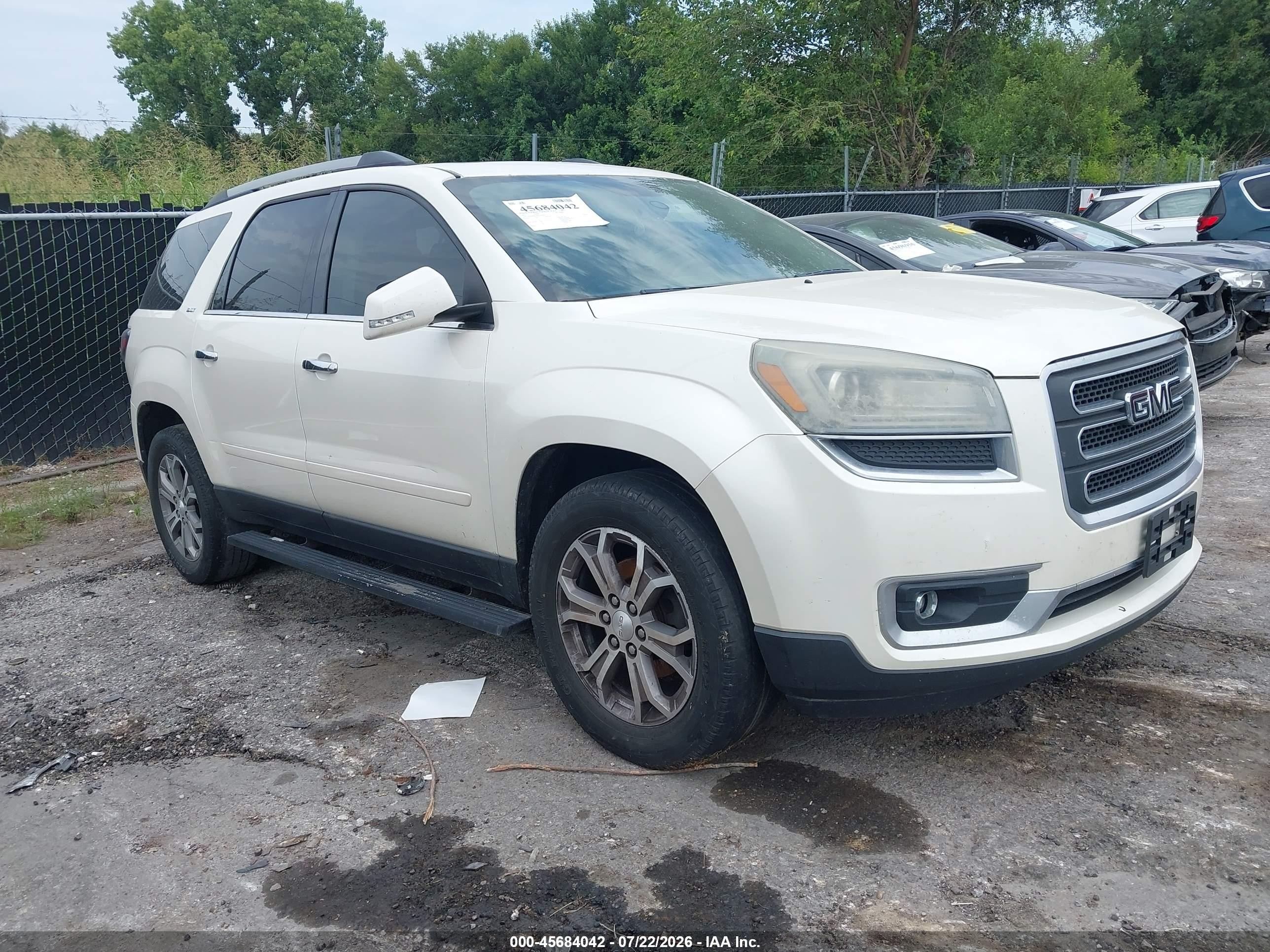 2013 Gmc Acadia Slt-1 White vin: 1GKKRRKD0D1267646