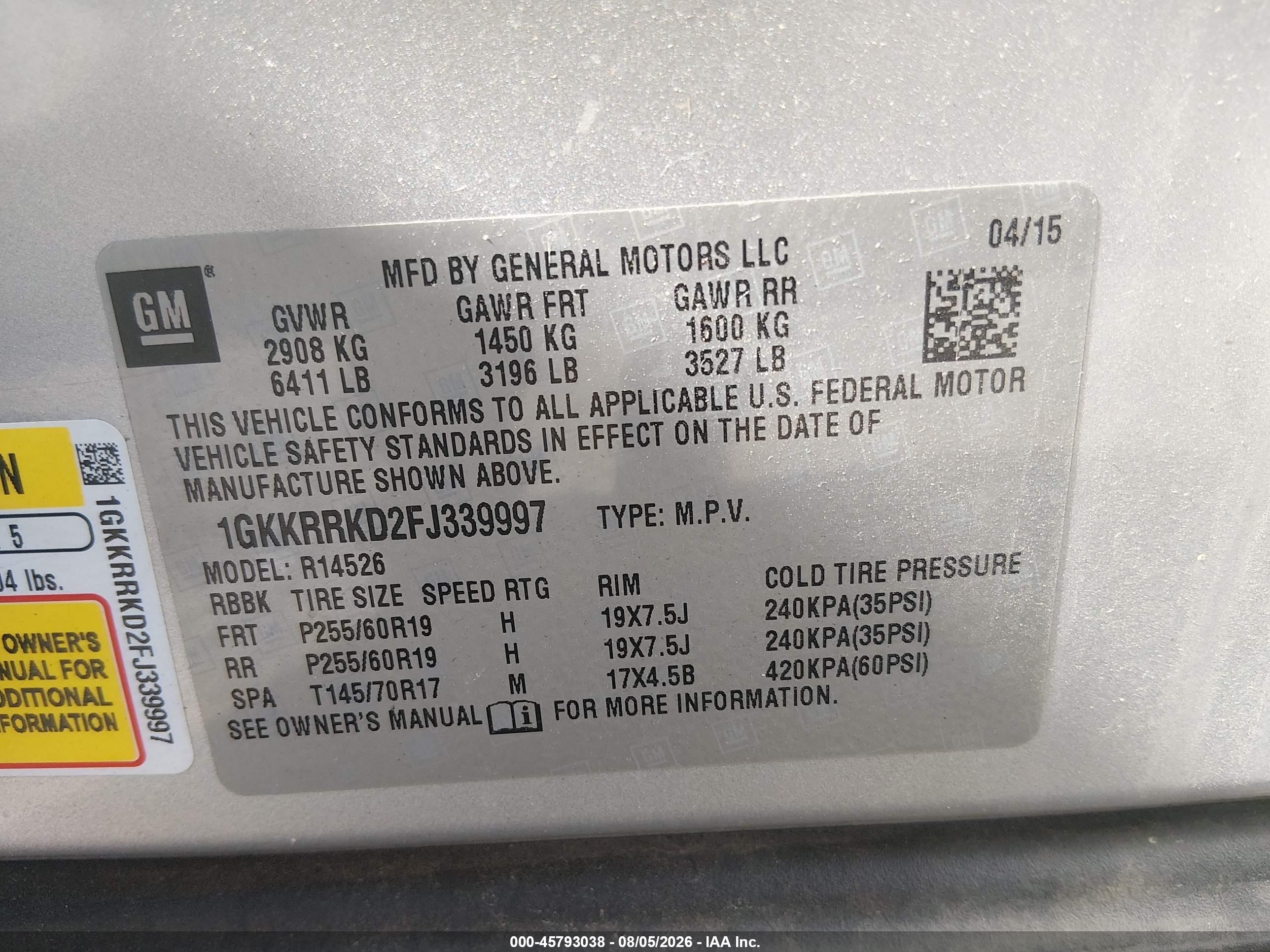 2015 Gmc Acadia Slt-1 Silver vin: 1GKKRRKD2FJ339997