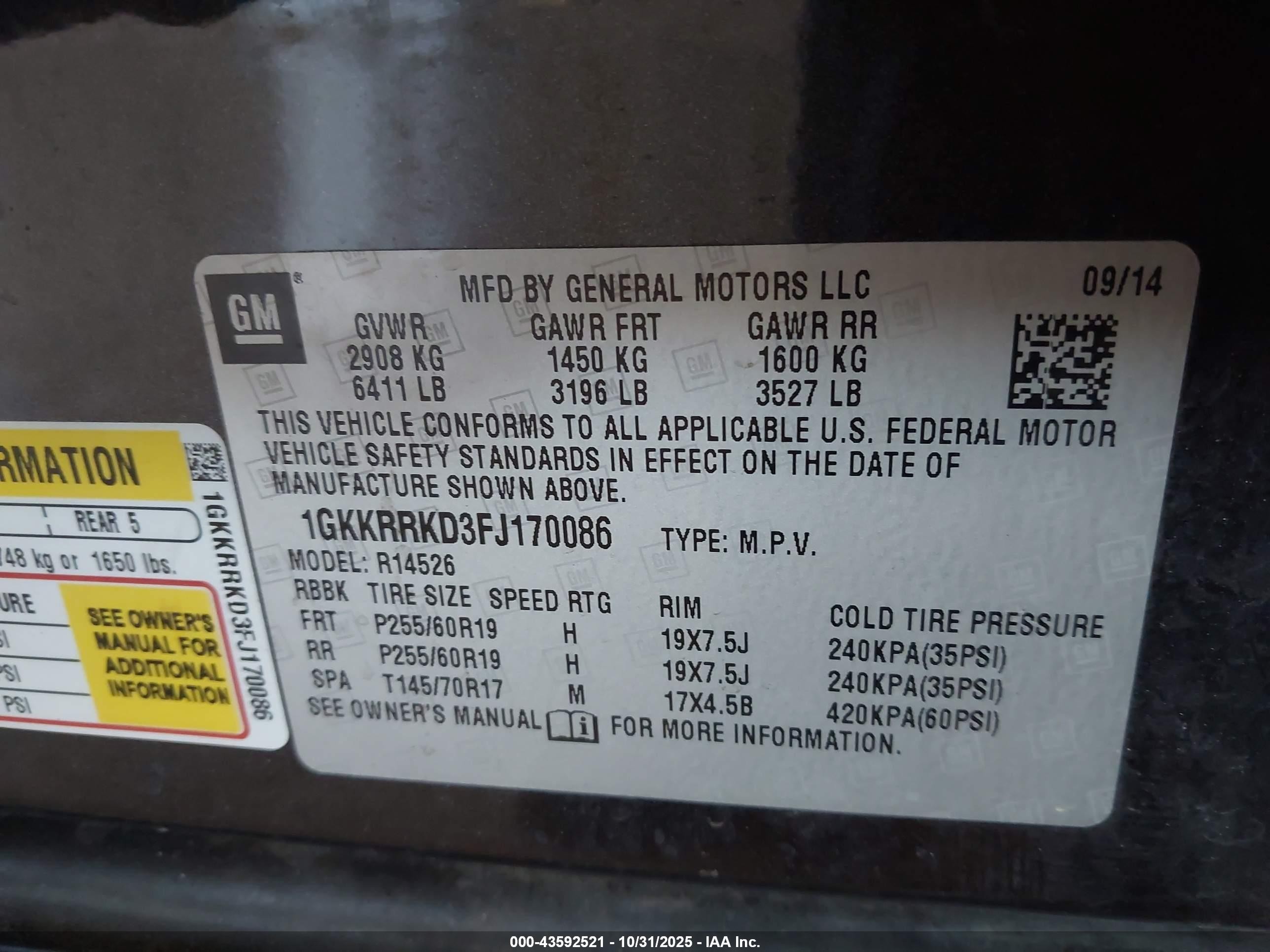 2015 Gmc Acadia Slt-1 Gray vin: 1GKKRRKD3FJ170086