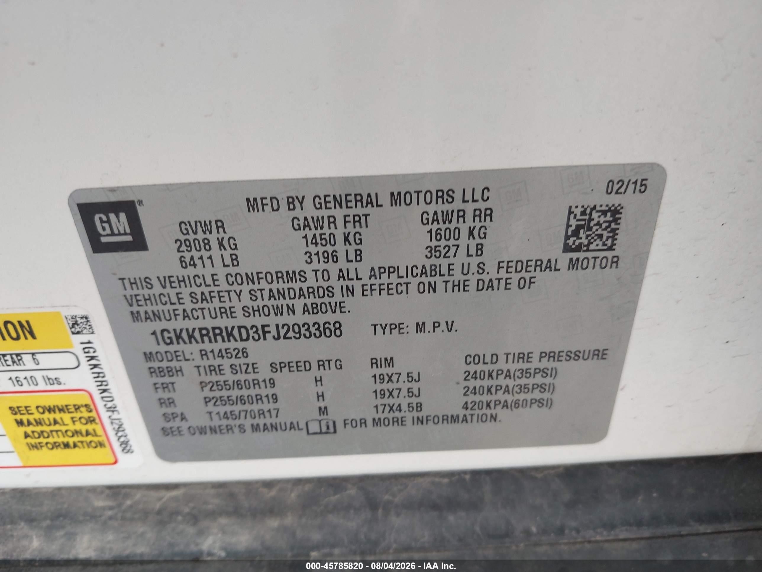 2015 Gmc Acadia Slt-1 White vin: 1GKKRRKD3FJ293368