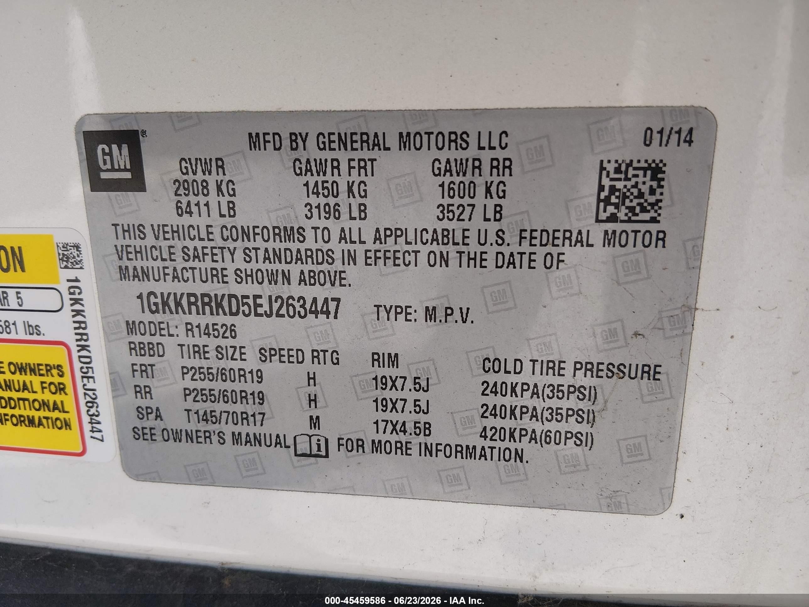 2014 Gmc Acadia Slt-1 White vin: 1GKKRRKD5EJ263447