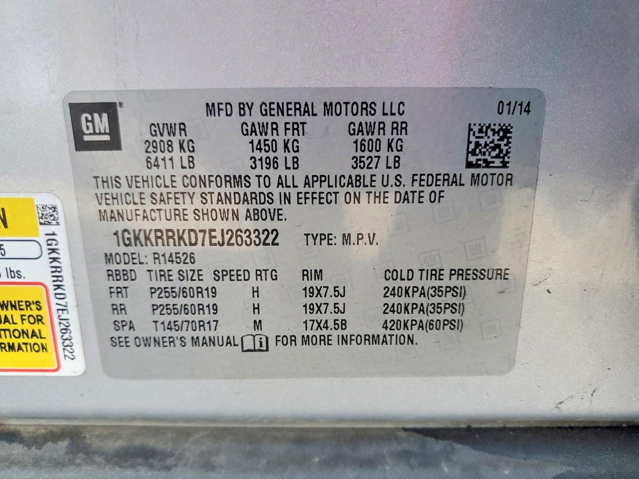 2014 Gmc Acadia Slt-1 Серебряный vin: 1GKKRRKD7EJ263322