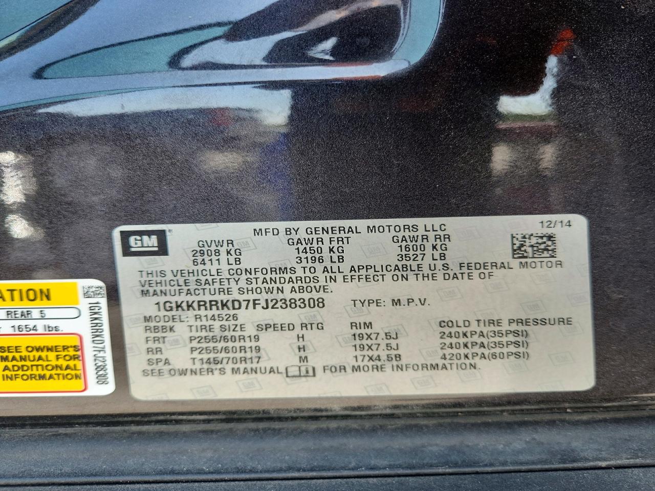 2015 Gmc Acadia Slt-1 Угольный vin: 1GKKRRKD7FJ238308