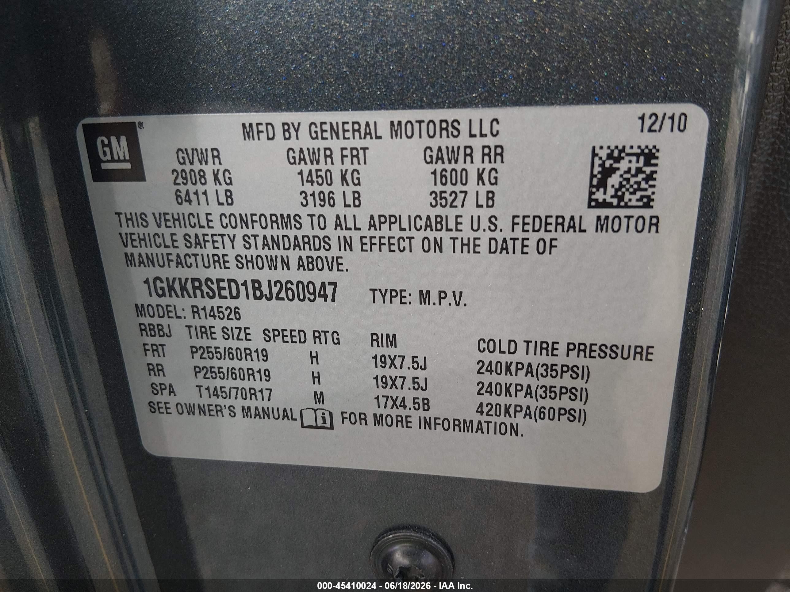 2011 Gmc Acadia Slt-2 Gray vin: 1GKKRSED1BJ260947