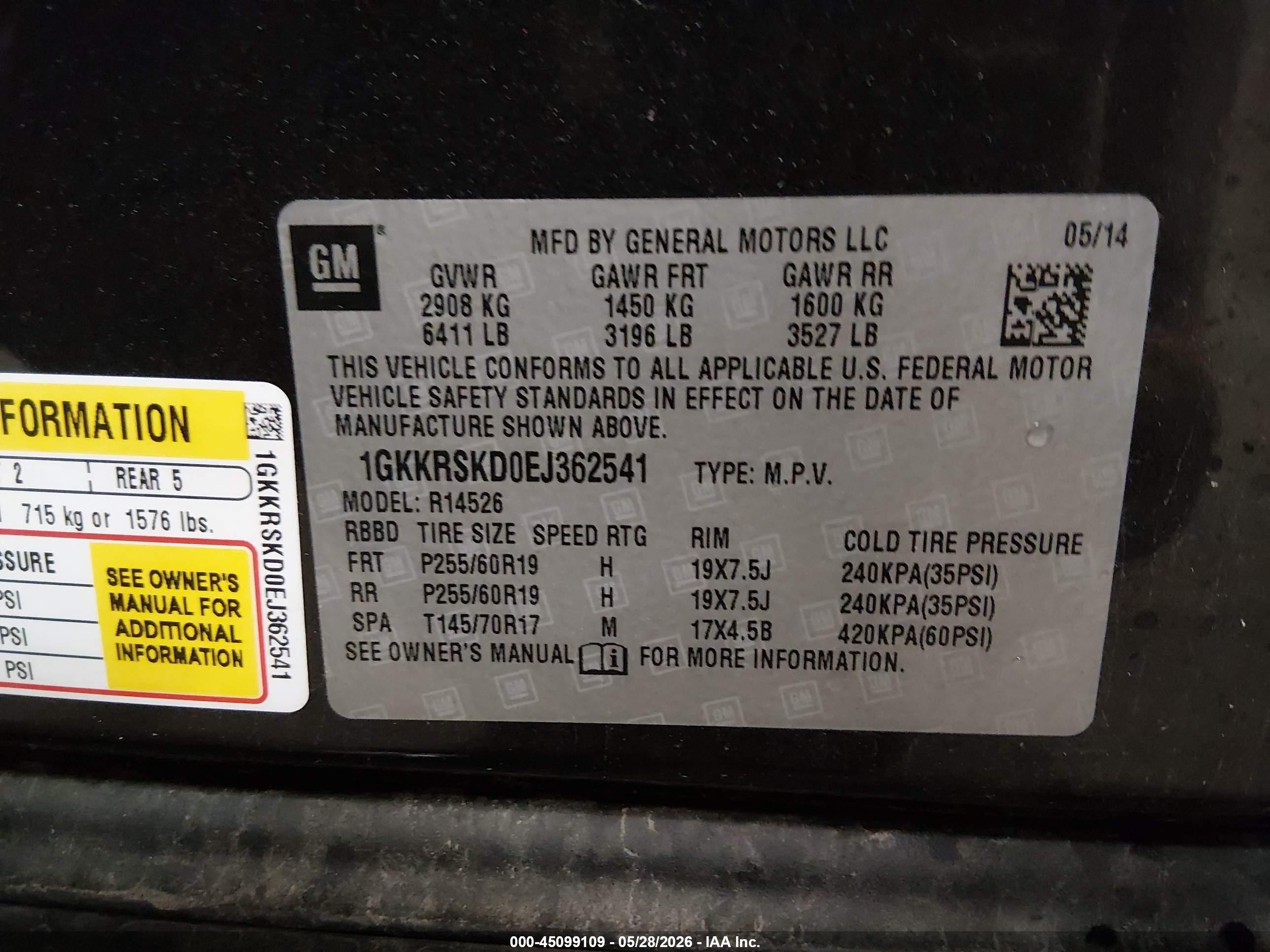 2014 Gmc Acadia Slt-2 Black vin: 1GKKRSKD0EJ362541