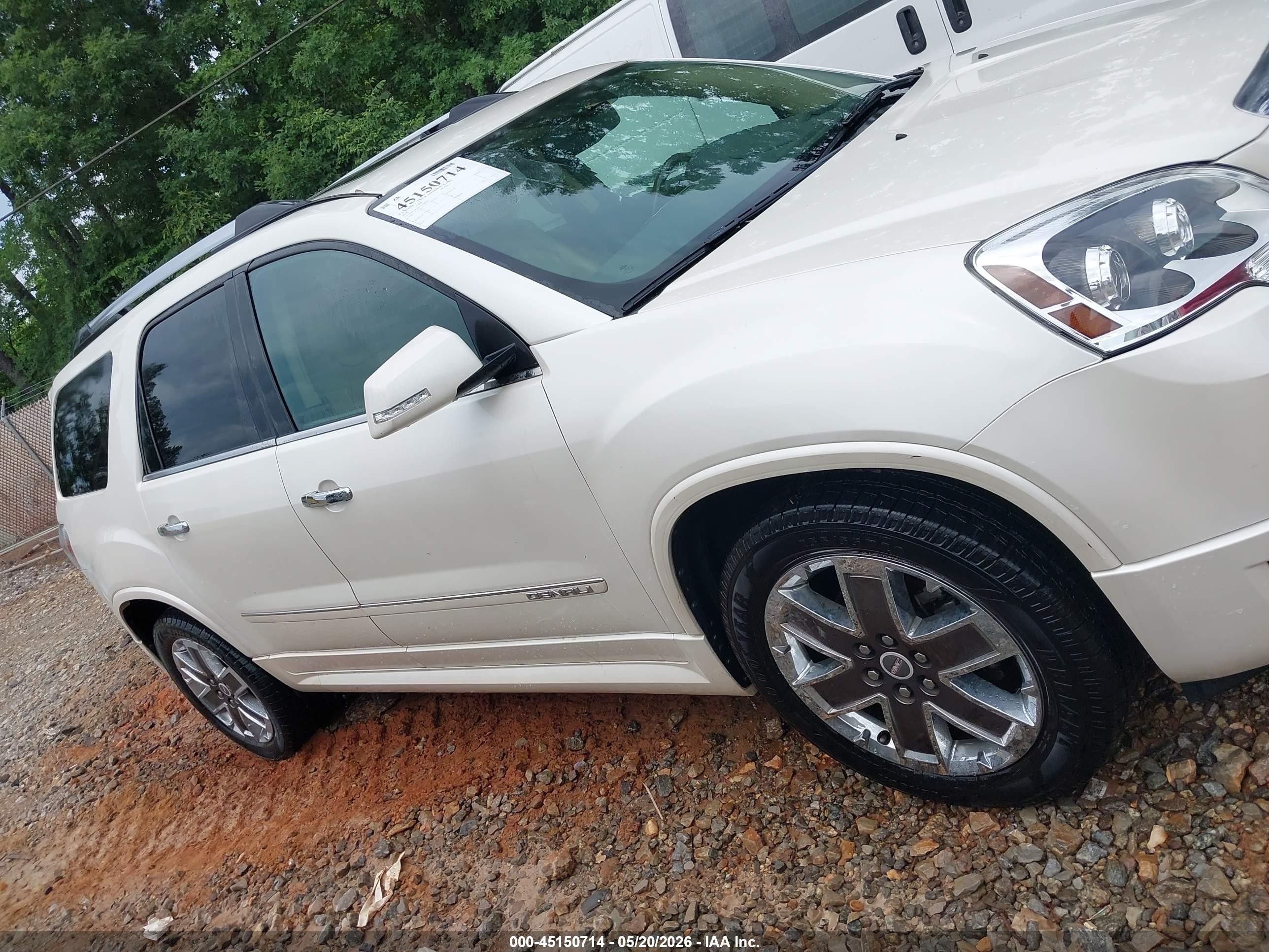 2012 Gmc Acadia Denali White vin: 1GKKRTED1CJ388340