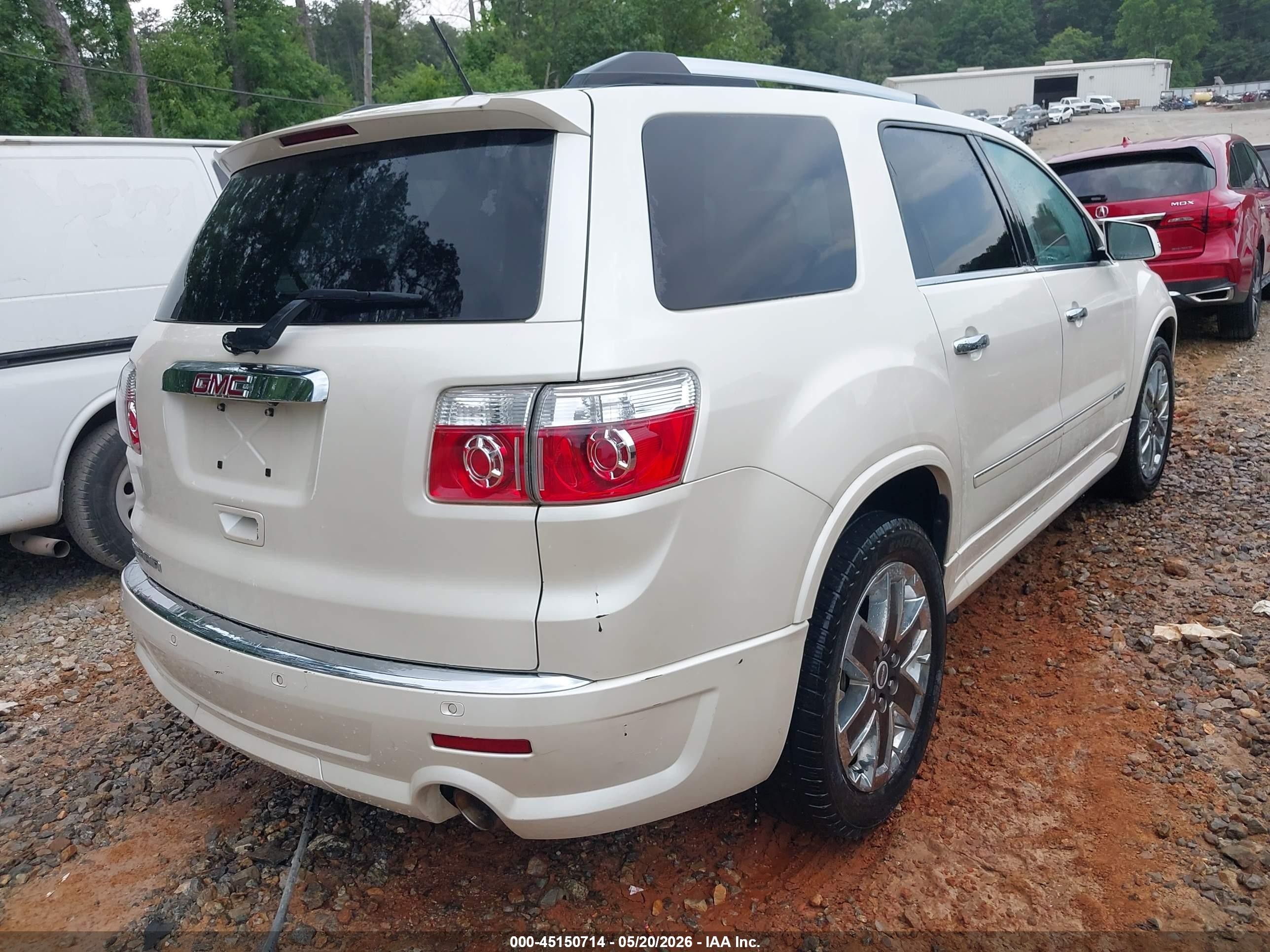 2012 Gmc Acadia Denali White vin: 1GKKRTED1CJ388340