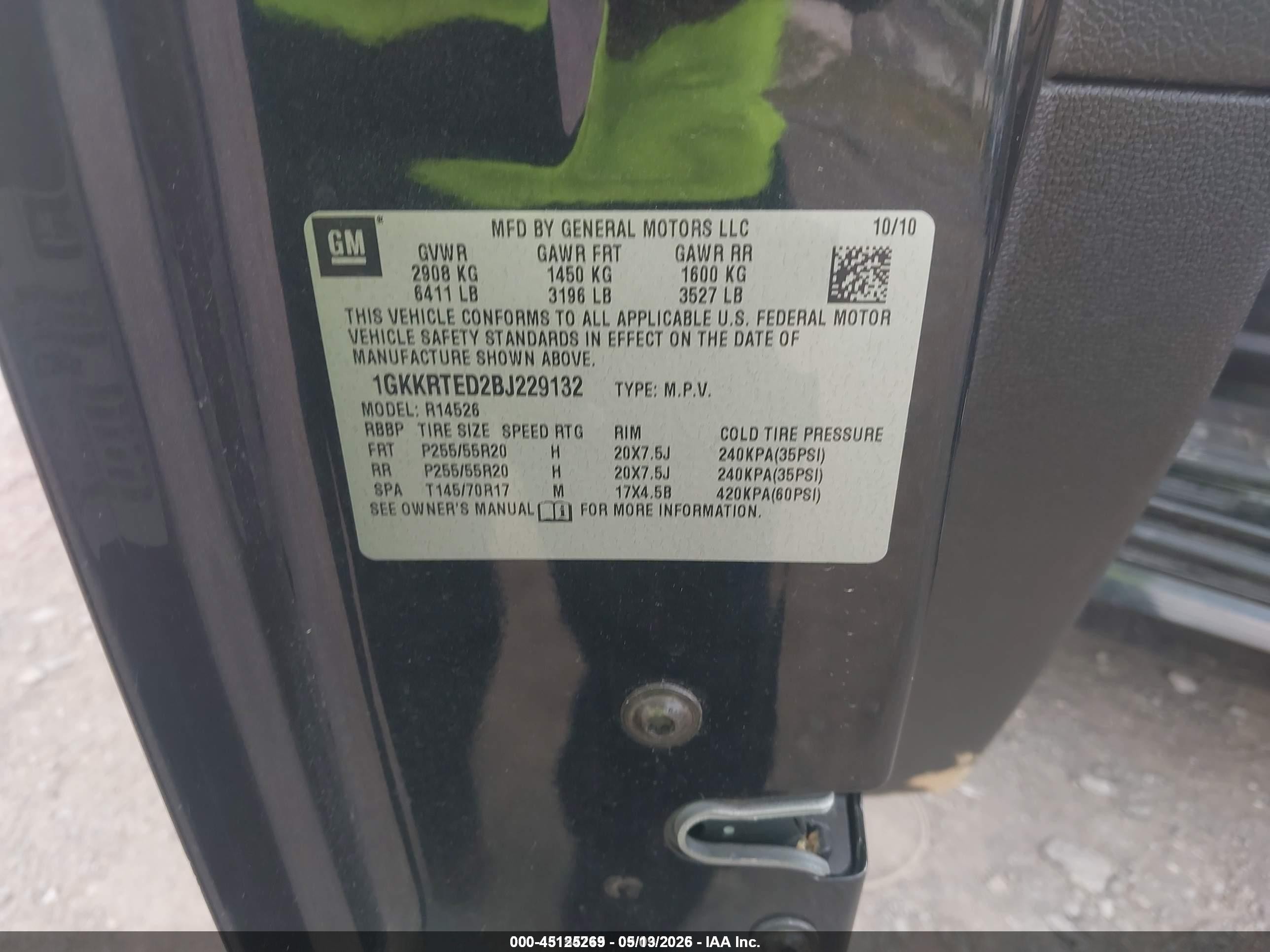 2011 Gmc Acadia Denali Черный vin: 1GKKRTED2BJ229132