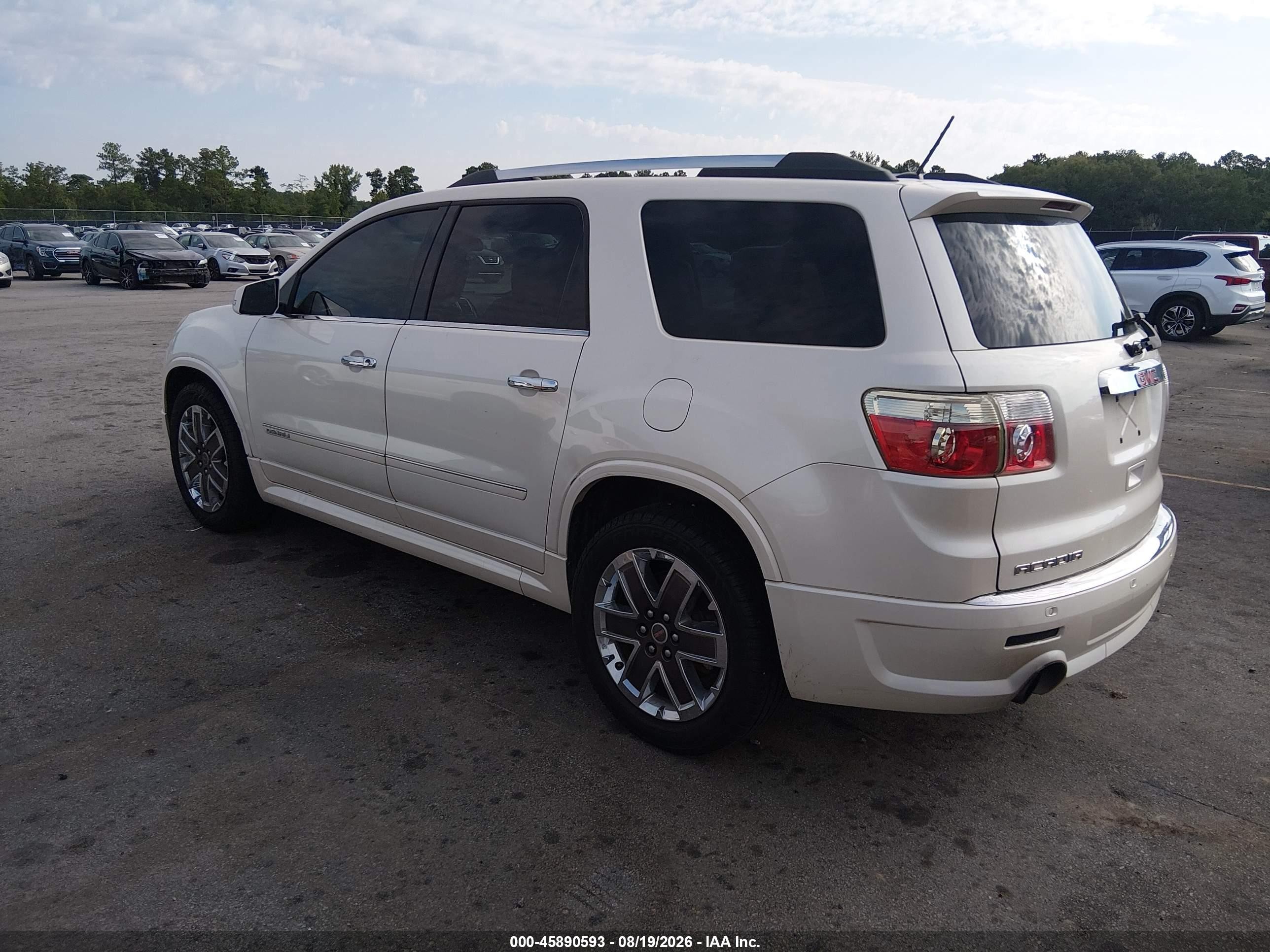 2012 Gmc Acadia Denali White vin: 1GKKRTED2CJ390176