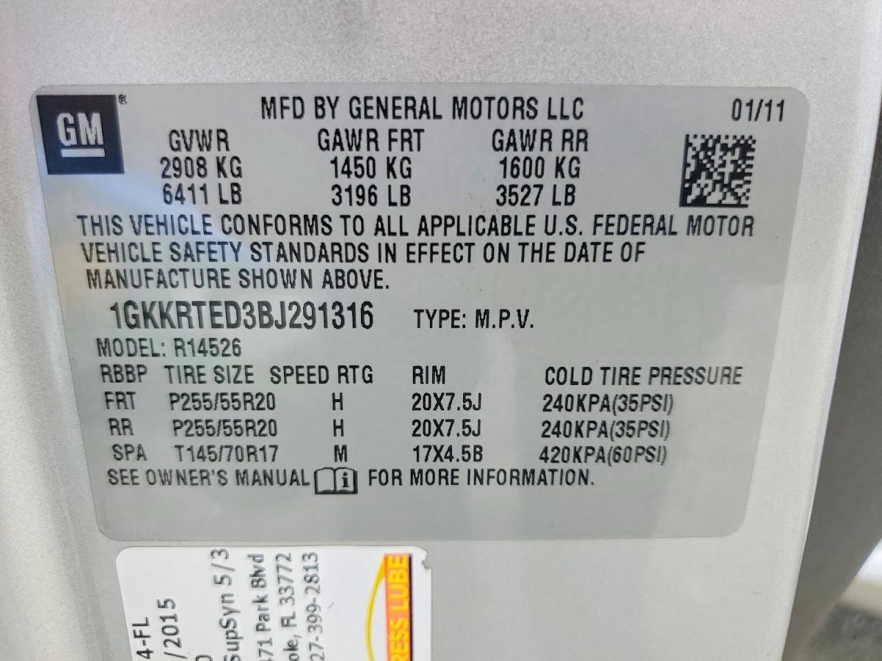 2011 Gmc Acadia Denali Silver vin: 1GKKRTED3BJ291316