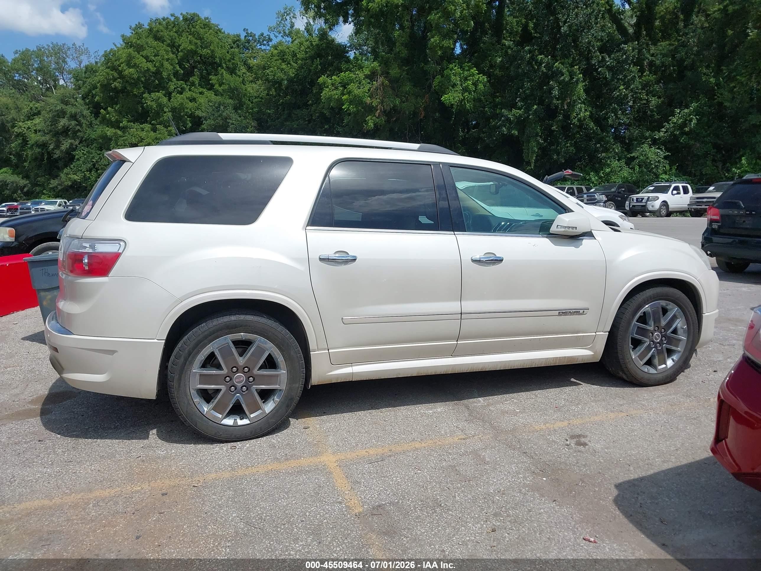 2012 Gmc Acadia Denali White vin: 1GKKRTED4CJ176290
