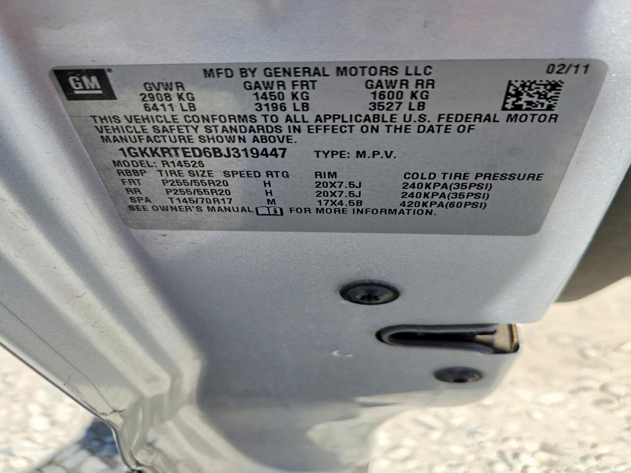 2011 Gmc Acadia Denali Silver vin: 1GKKRTED6BJ319447