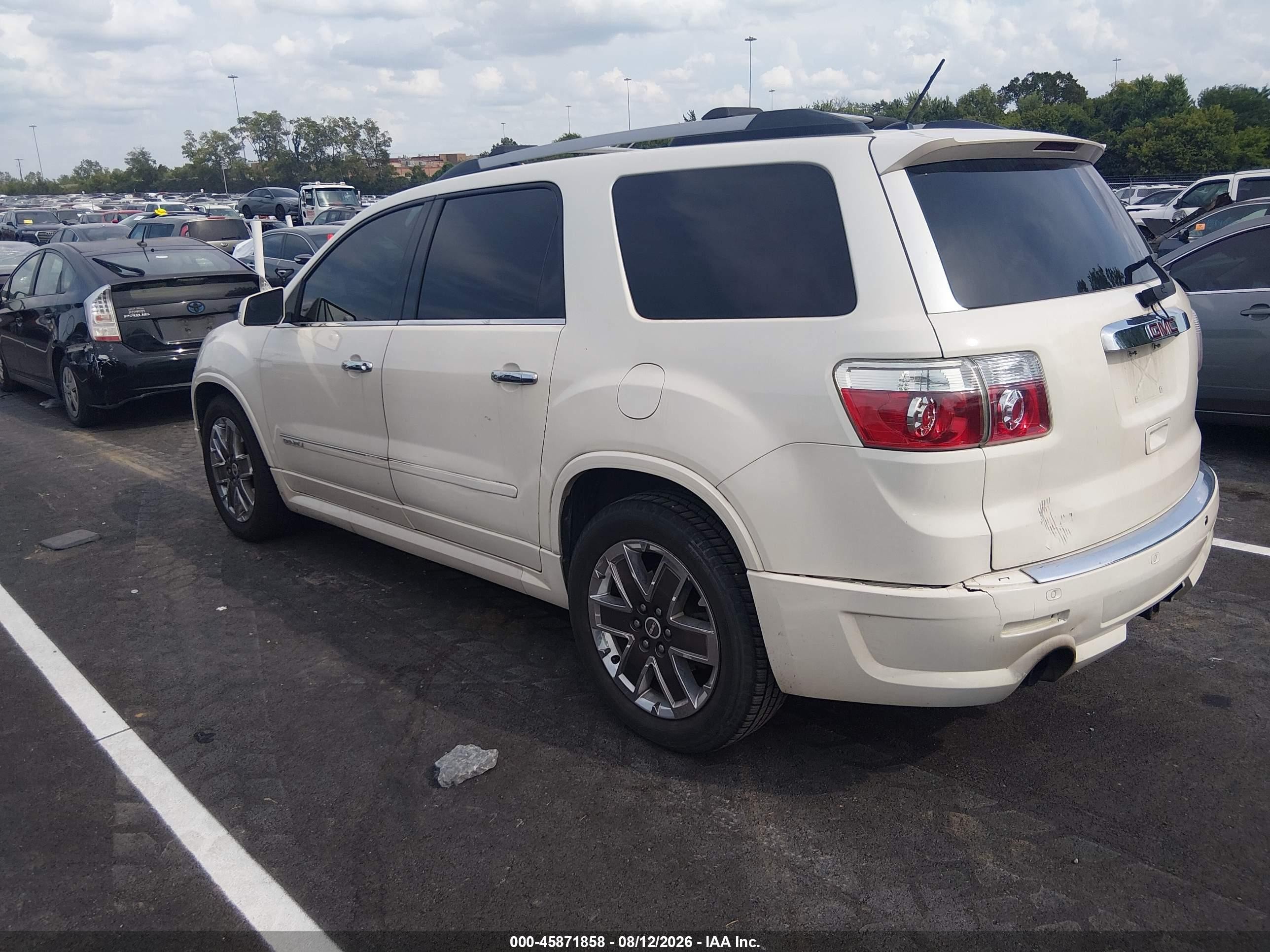 2012 Gmc Acadia Denali White vin: 1GKKRTED8CJ202924