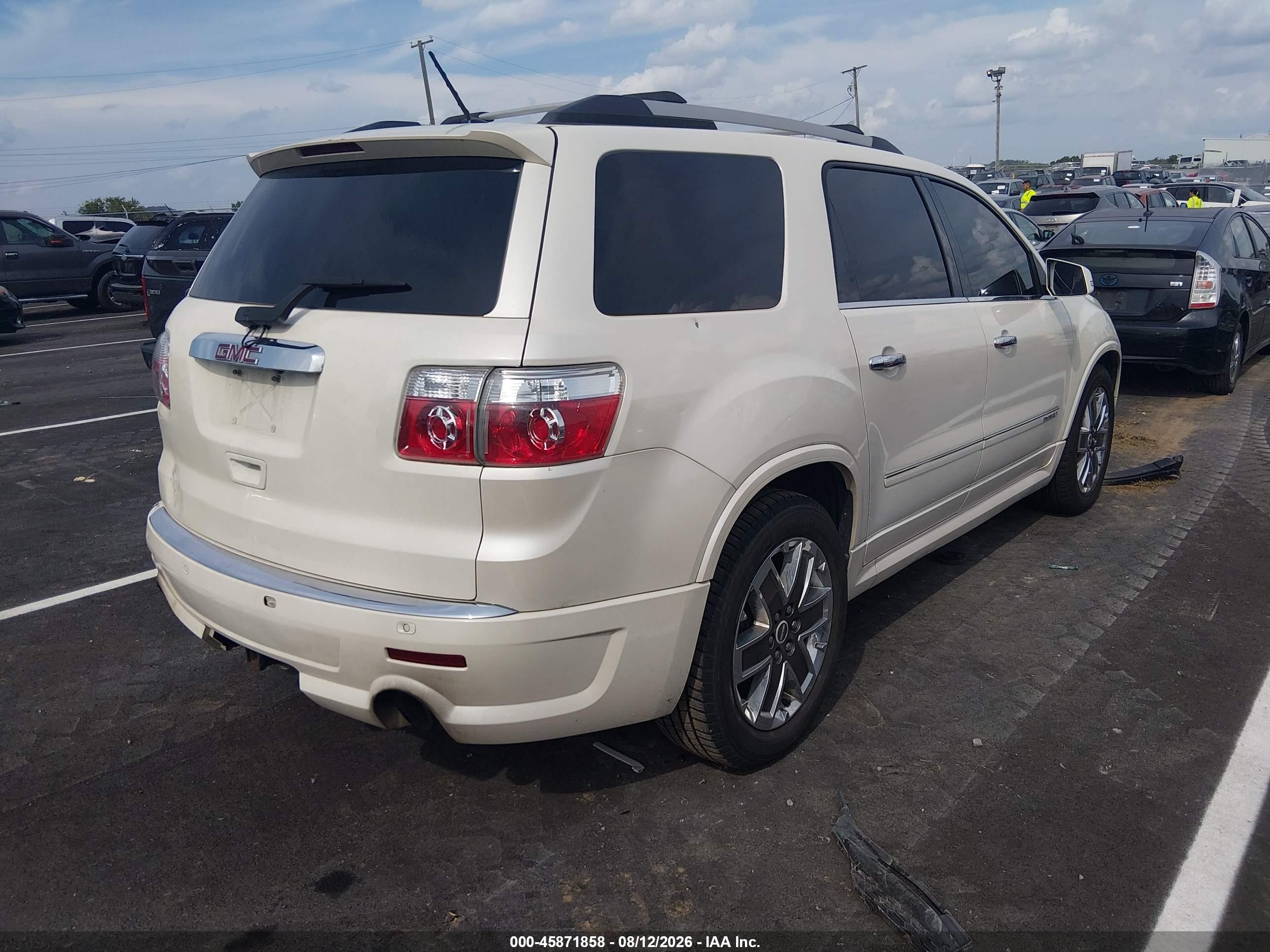 2012 Gmc Acadia Denali White vin: 1GKKRTED8CJ202924