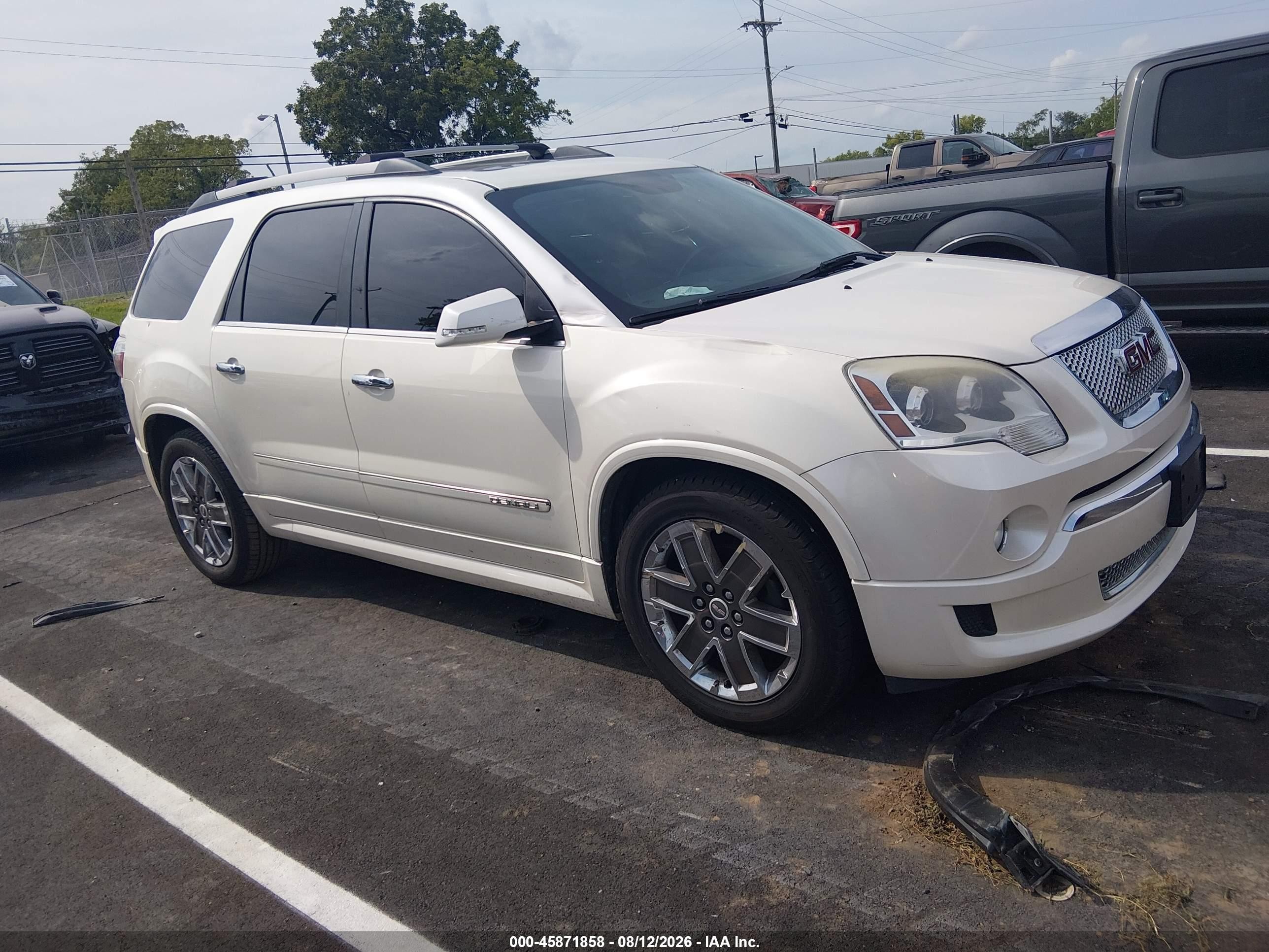 2012 Gmc Acadia Denali White vin: 1GKKRTED8CJ202924