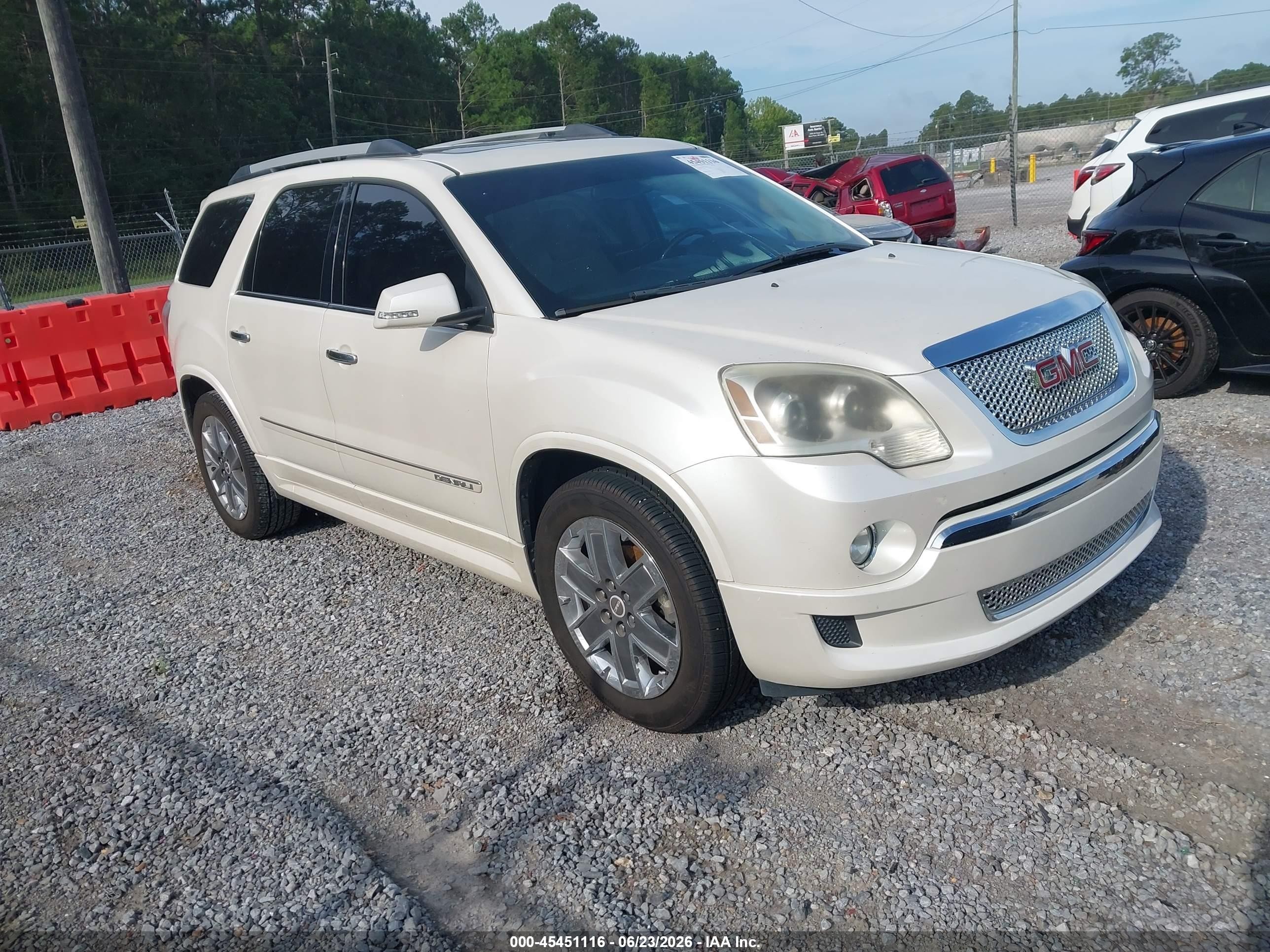 2011 Gmc Acadia Denali White vin: 1GKKRTEDXBJ366626