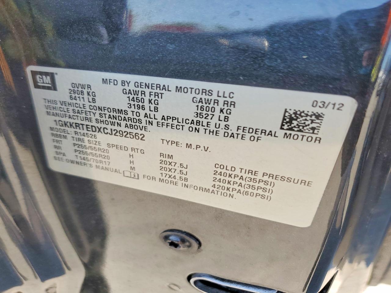 2012 Gmc Acadia Denali Черный vin: 1GKKRTEDXCJ292562