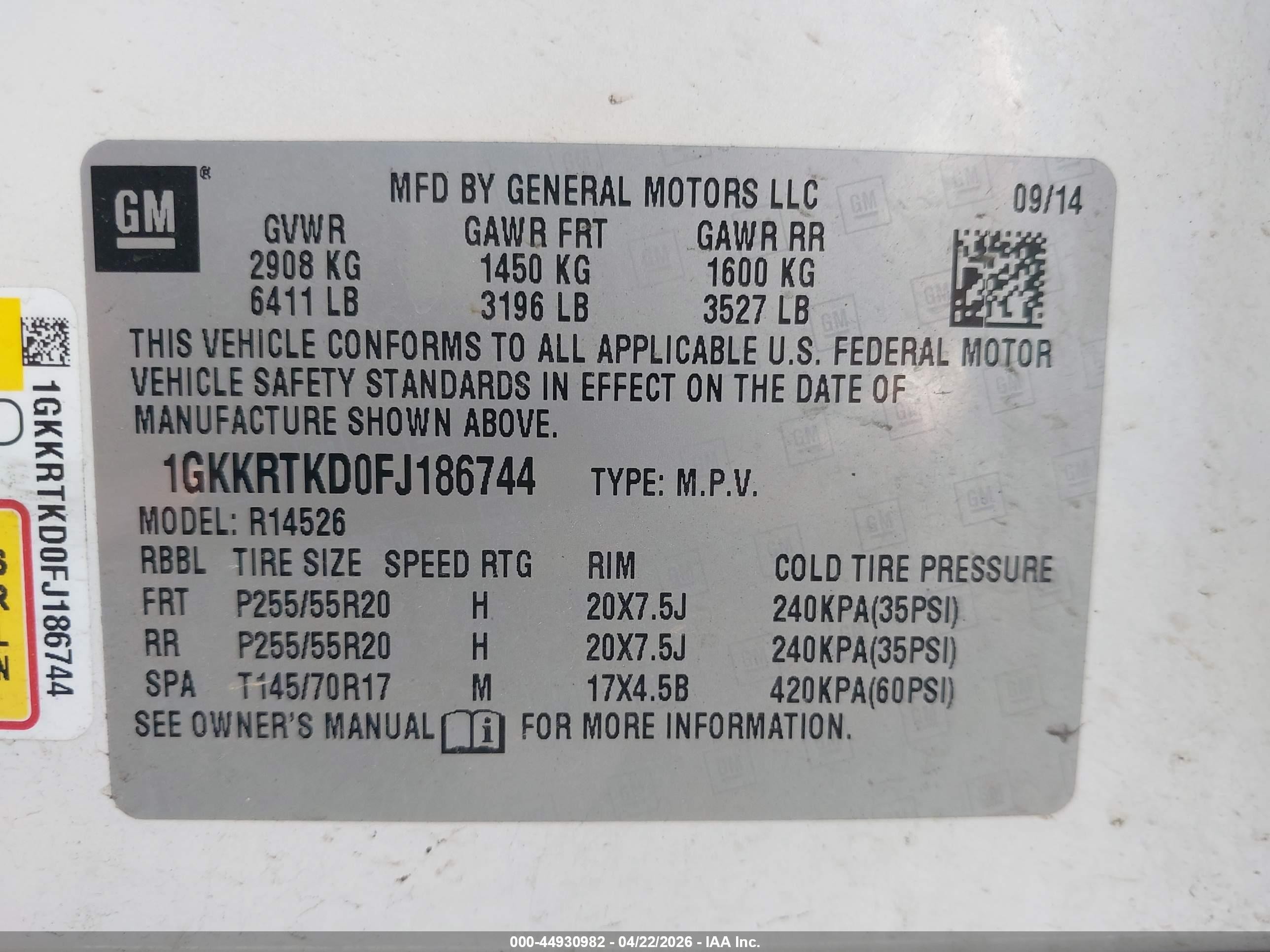 2015 Gmc Acadia Denali Белый vin: 1GKKRTKD0FJ186744