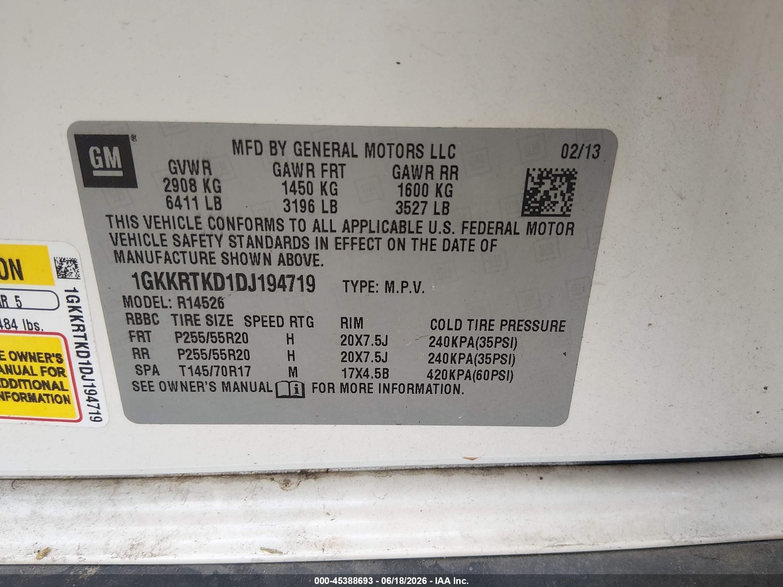 2013 Gmc Acadia Denali Белый vin: 1GKKRTKD1DJ194719