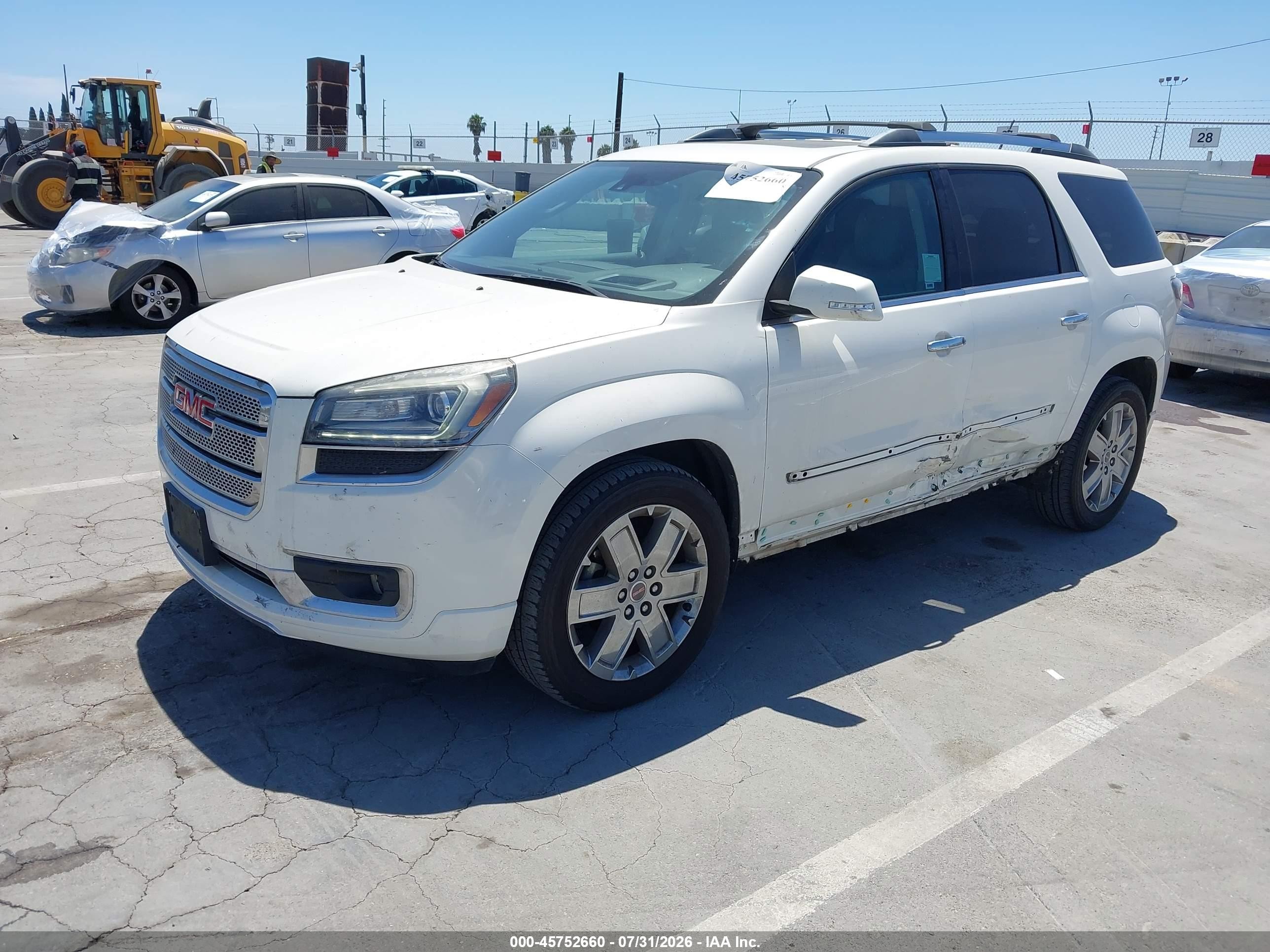 2014 Gmc Acadia Denali White vin: 1GKKRTKD1EJ323740
