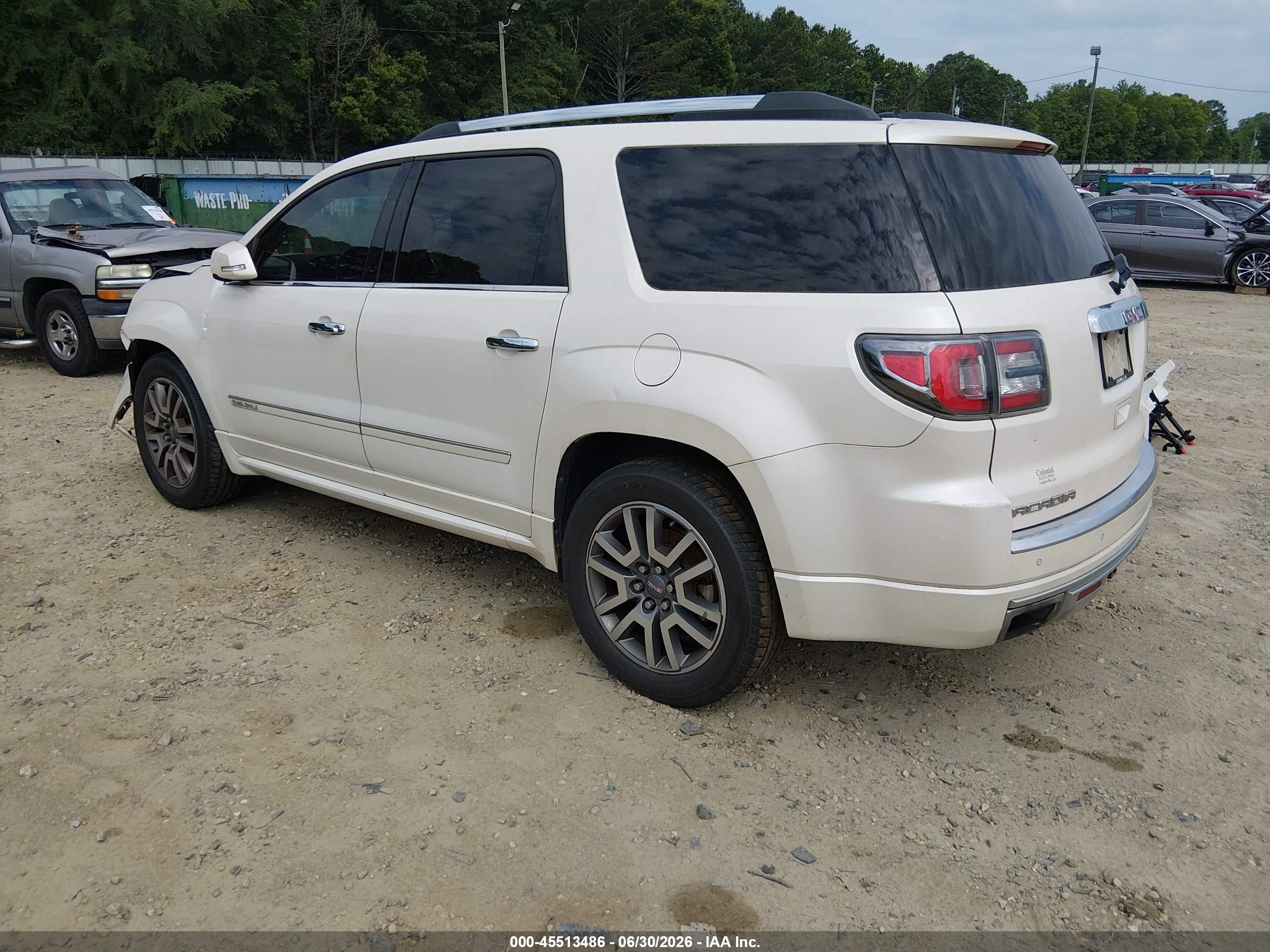 2013 Gmc Acadia Denali White vin: 1GKKRTKD2DJ166606