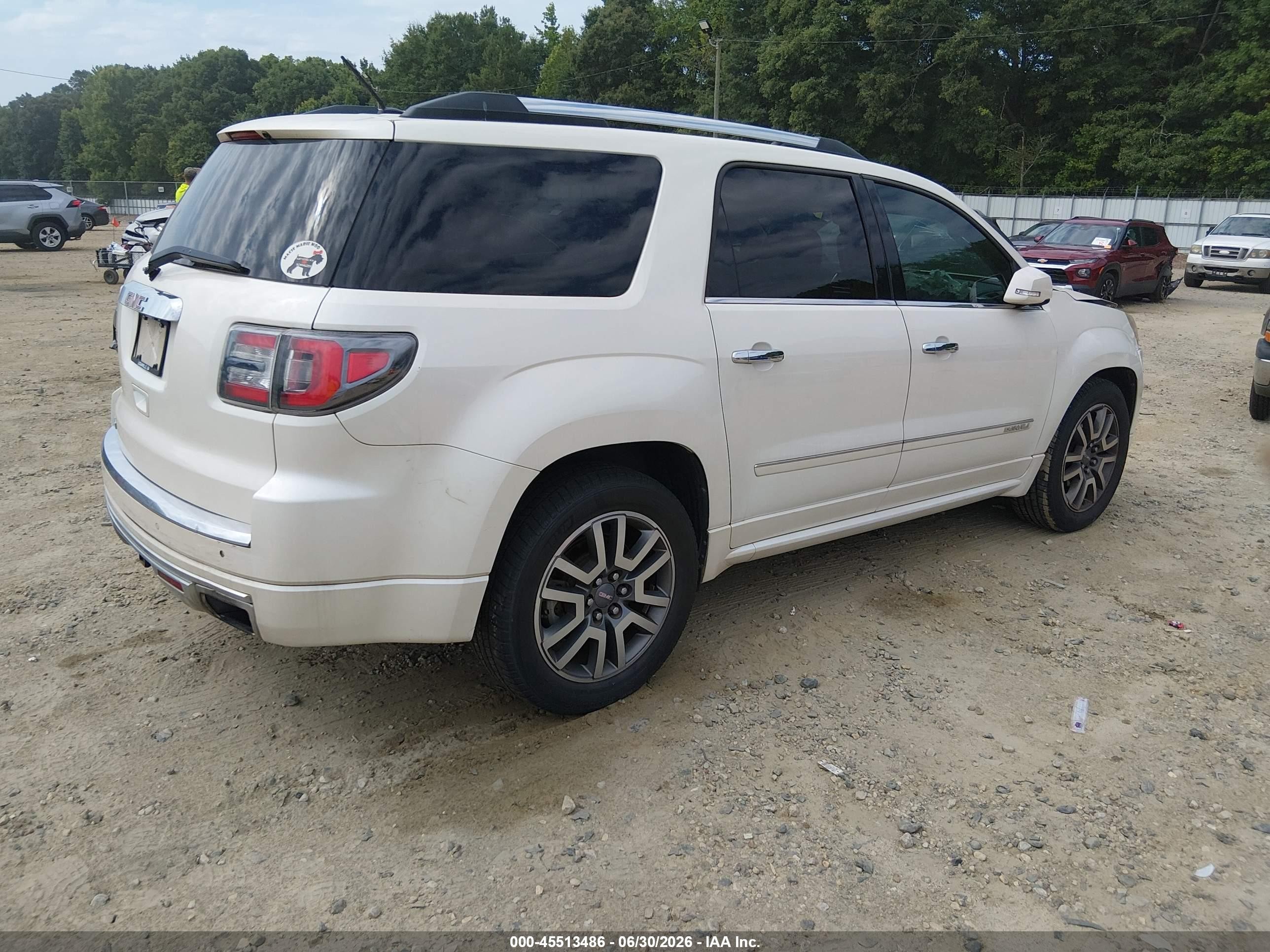 2013 Gmc Acadia Denali White vin: 1GKKRTKD2DJ166606