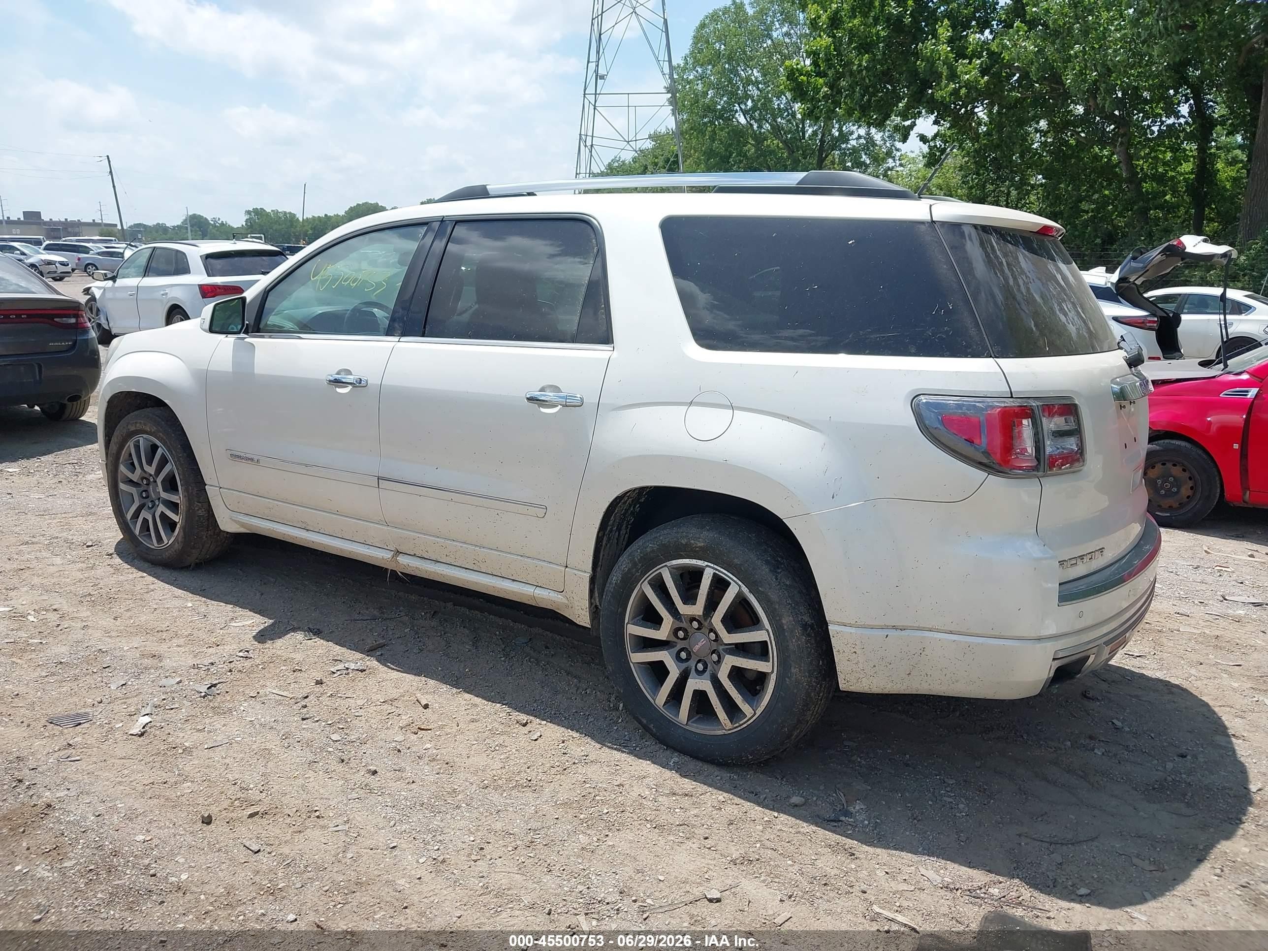 2013 Gmc Acadia Denali White vin: 1GKKRTKD2DJ205937