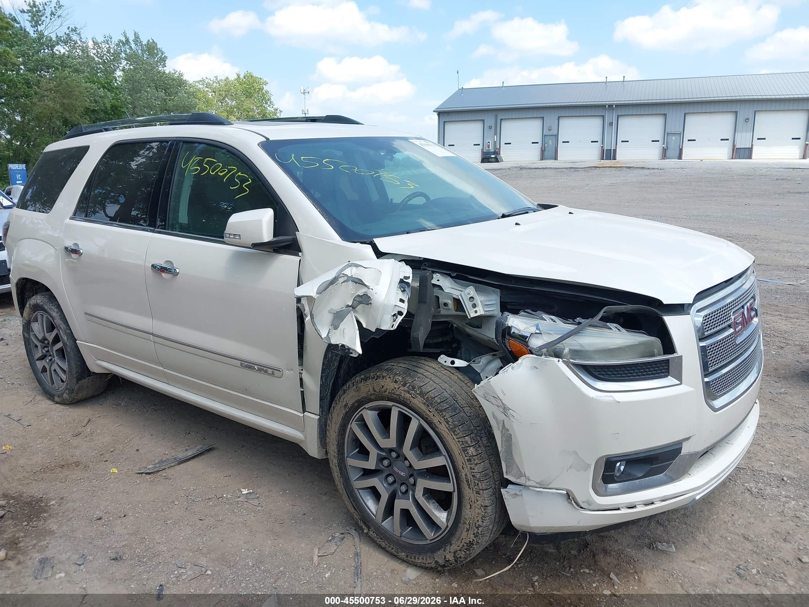 2013 Gmc Acadia Denali White vin: 1GKKRTKD2DJ205937