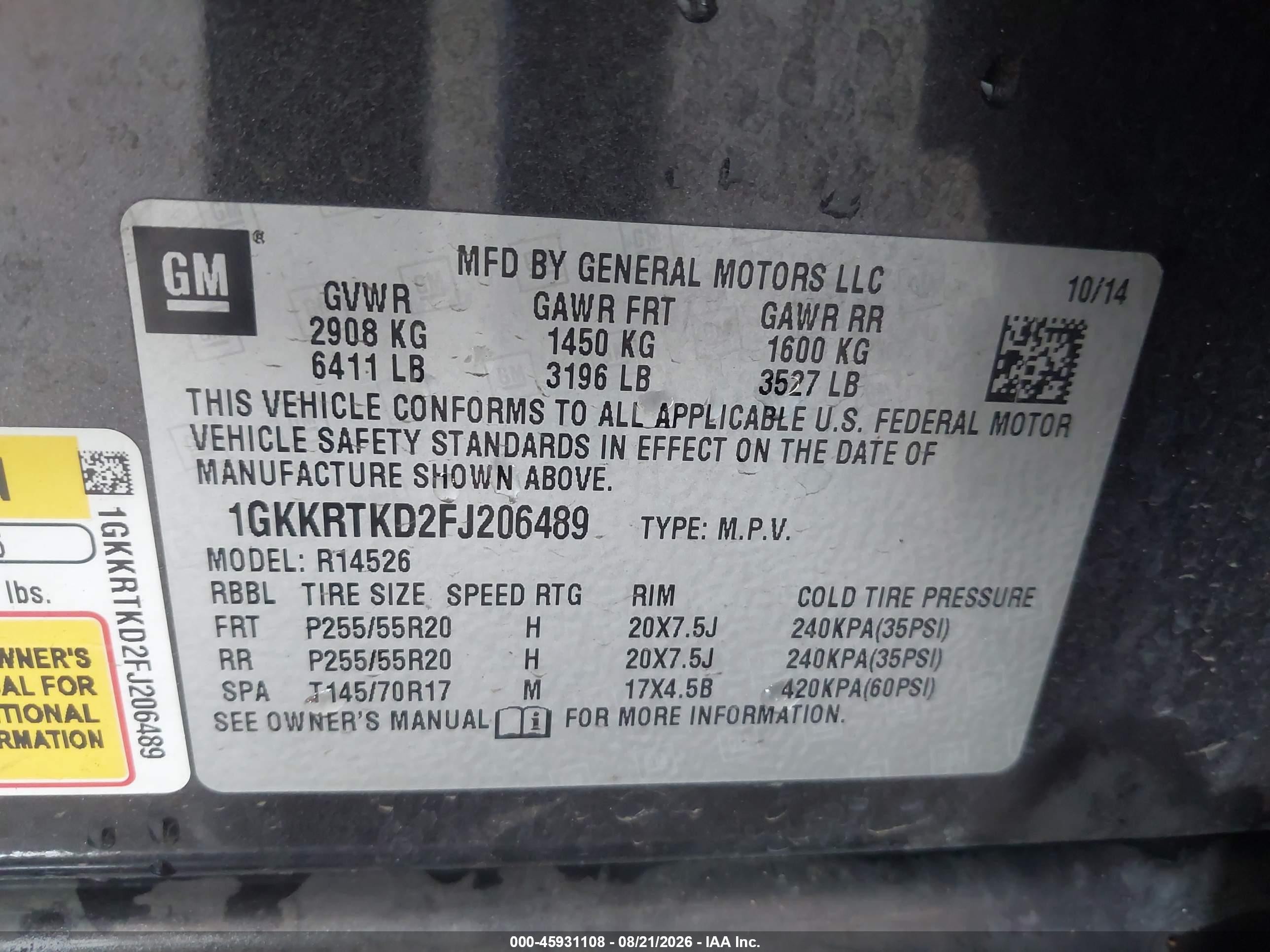 2015 Gmc Acadia Denali Gray vin: 1GKKRTKD2FJ206489