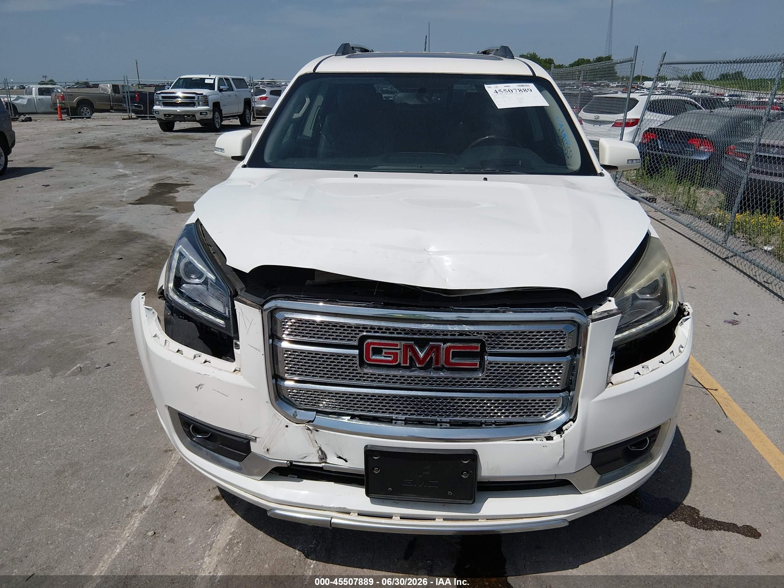 2013 Gmc Acadia Denali White vin: 1GKKRTKD3DJ100162