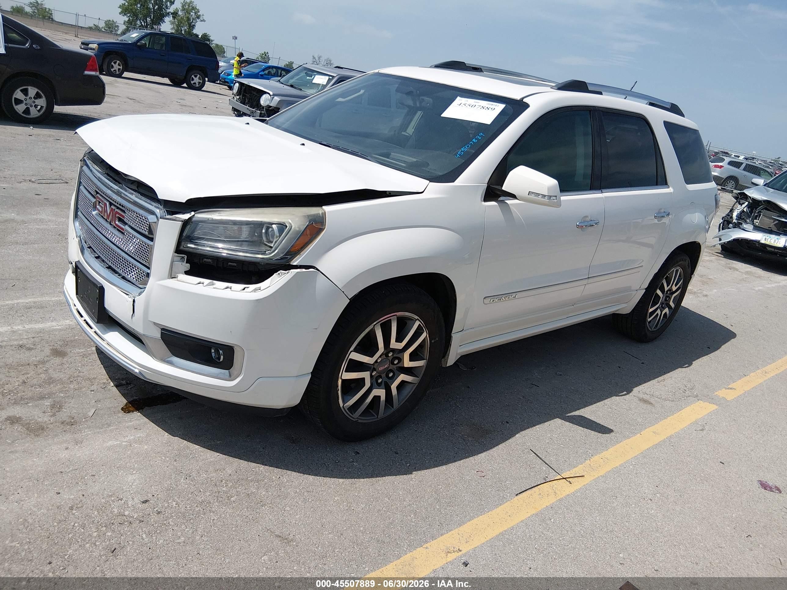 2013 Gmc Acadia Denali White vin: 1GKKRTKD3DJ100162
