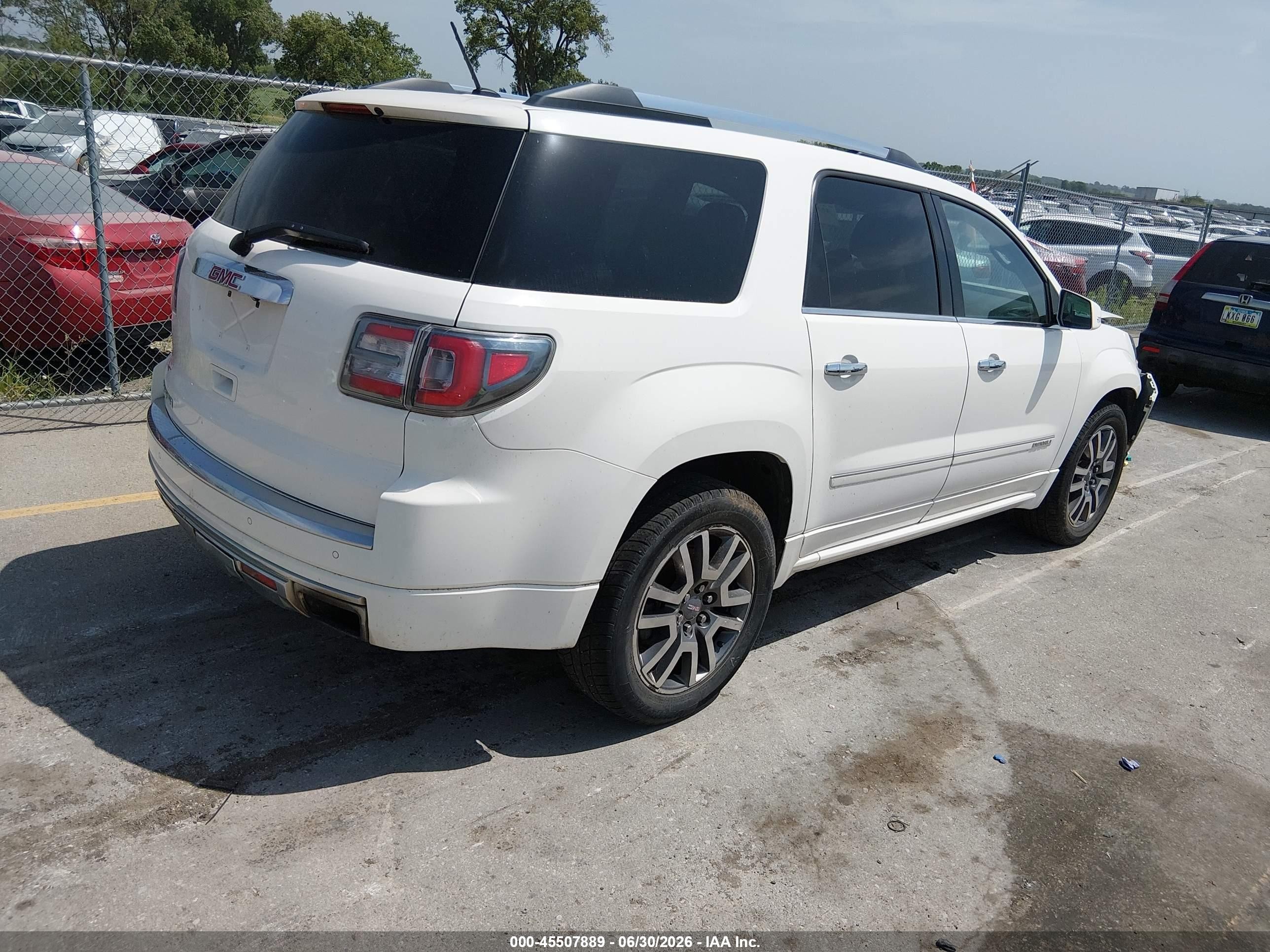2013 Gmc Acadia Denali White vin: 1GKKRTKD3DJ100162