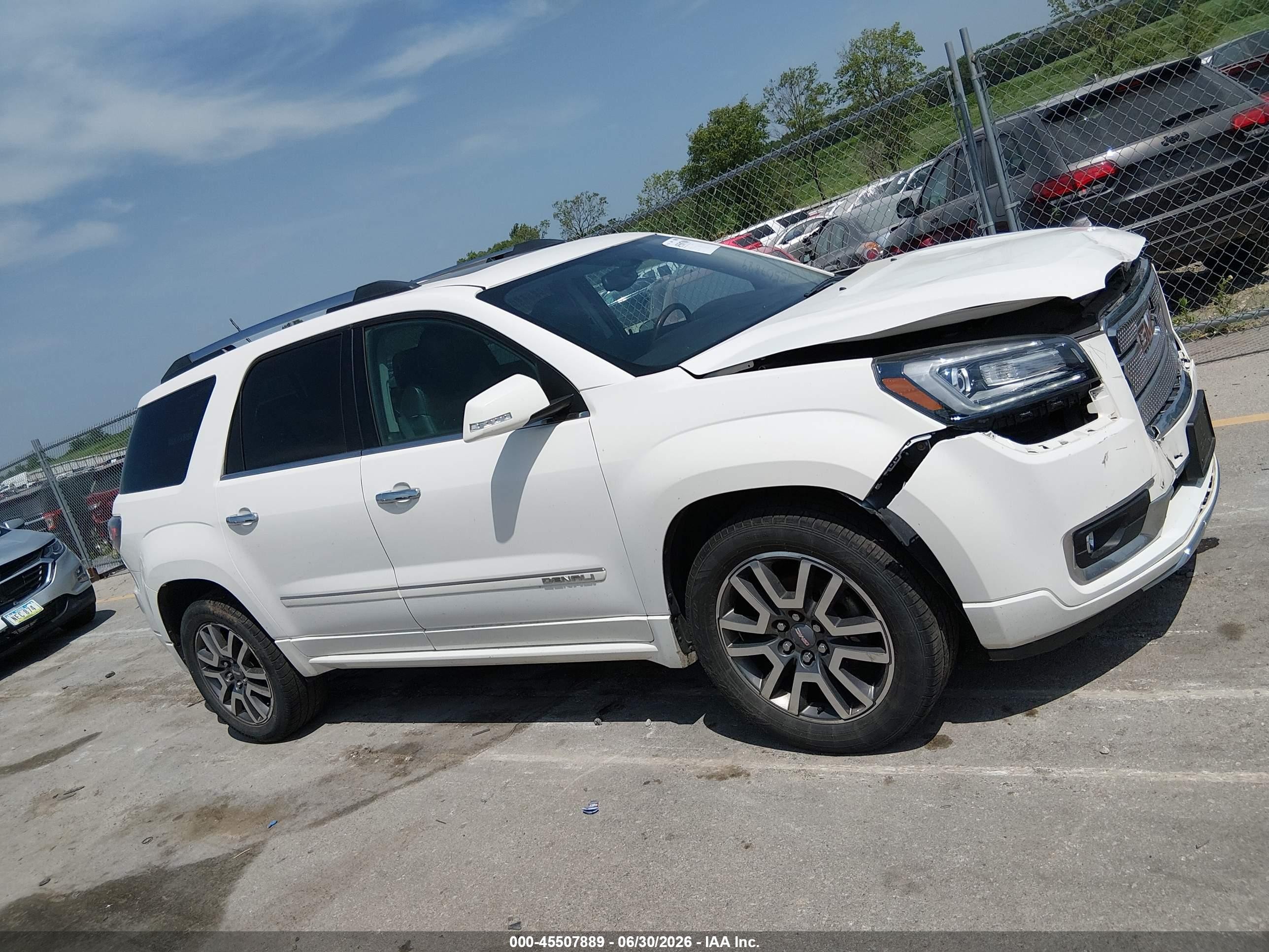 2013 Gmc Acadia Denali White vin: 1GKKRTKD3DJ100162