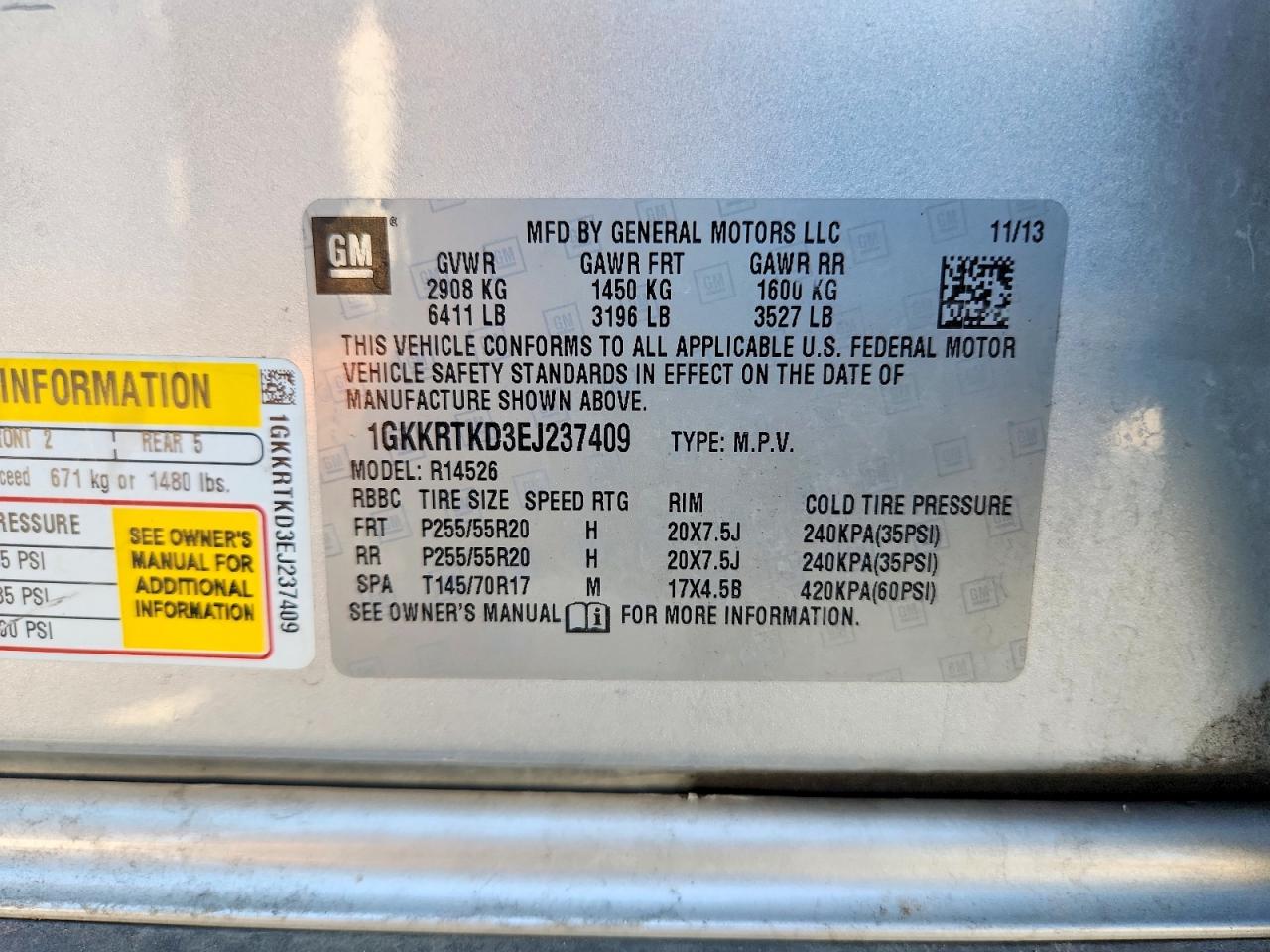 2014 Gmc Acadia Denali Silver vin: 1GKKRTKD3EJ237409