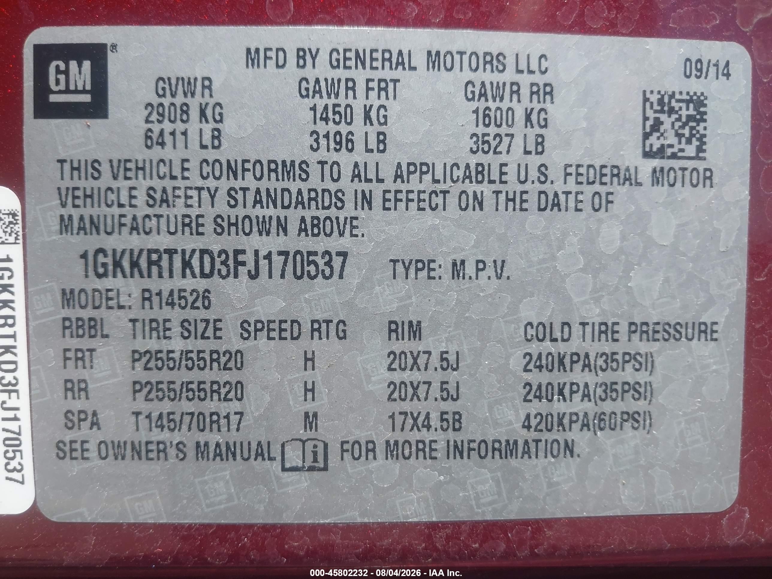 2015 Gmc Acadia Denali Maroon vin: 1GKKRTKD3FJ170537