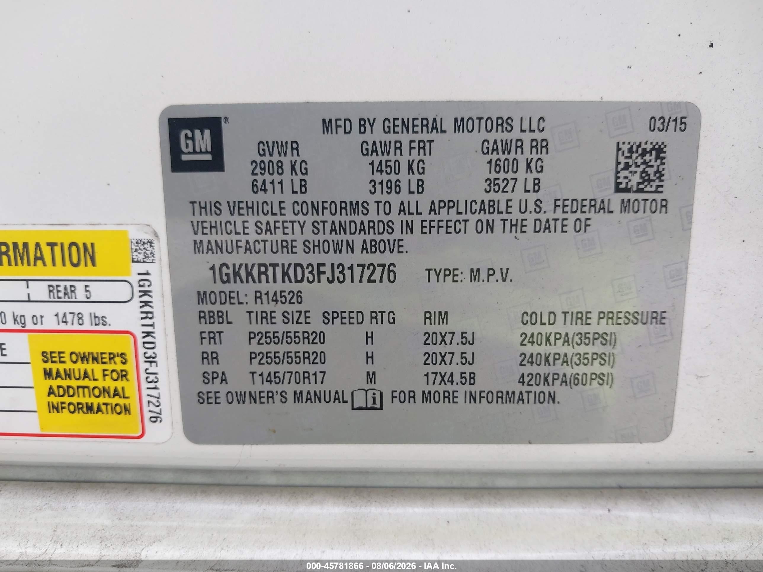 2015 Gmc Acadia Denali Белый vin: 1GKKRTKD3FJ317276