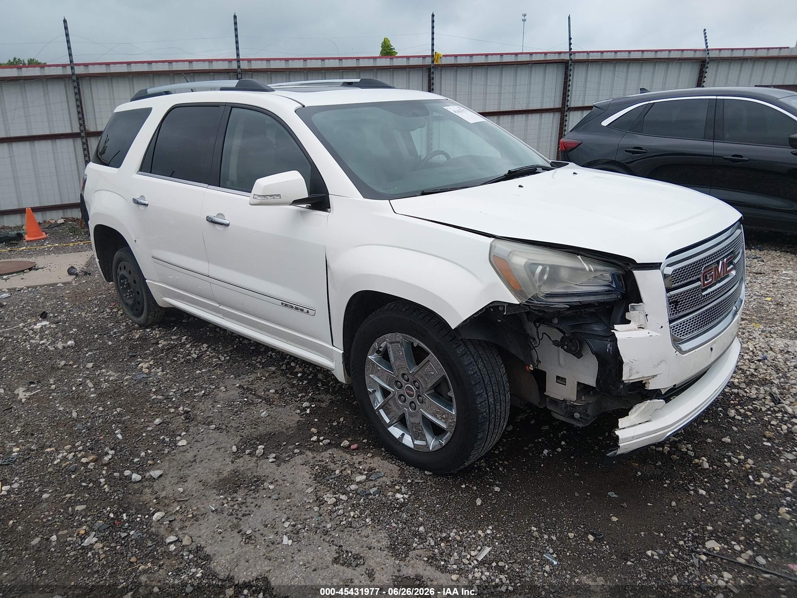 2013 Gmc Acadia Denali White vin: 1GKKRTKD4DJ144459