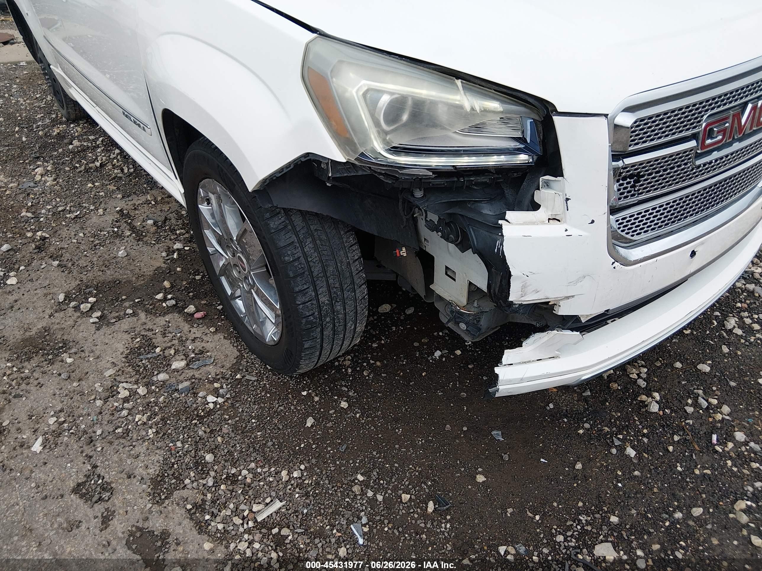 2013 Gmc Acadia Denali White vin: 1GKKRTKD4DJ144459