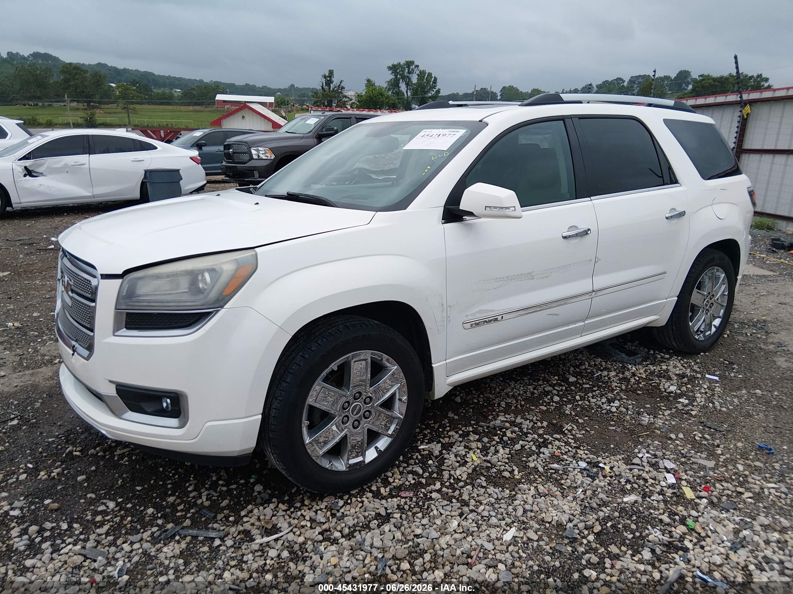 2013 Gmc Acadia Denali White vin: 1GKKRTKD4DJ144459
