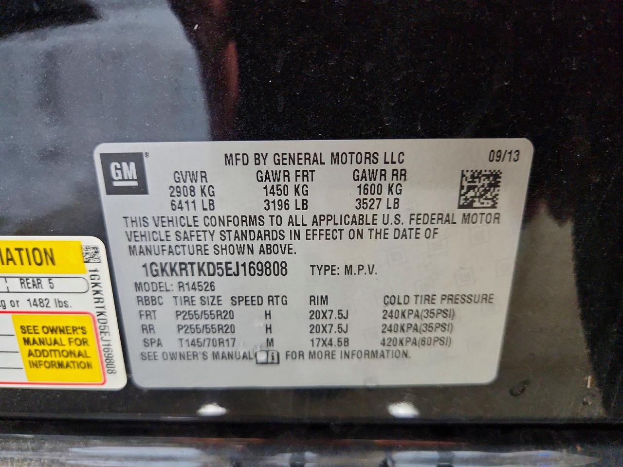 2014 Gmc Acadia Denali Charcoal vin: 1GKKRTKD5EJ169808