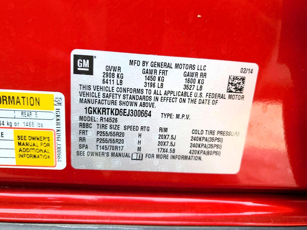 2014 Gmc Acadia Denali Красный vin: 1GKKRTKD6EJ300664