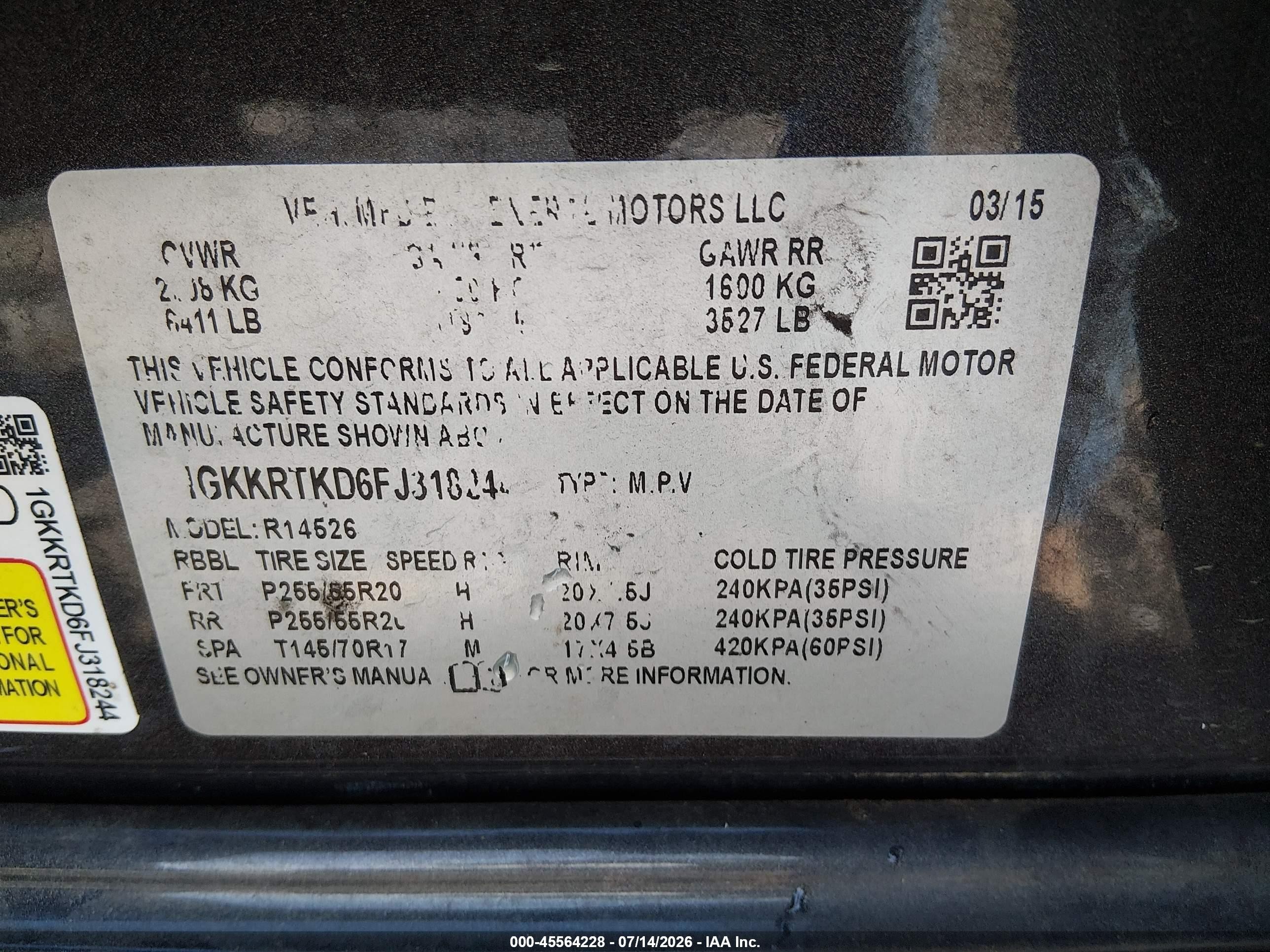2015 Gmc Acadia Denali Gray vin: 1GKKRTKD6FJ318244