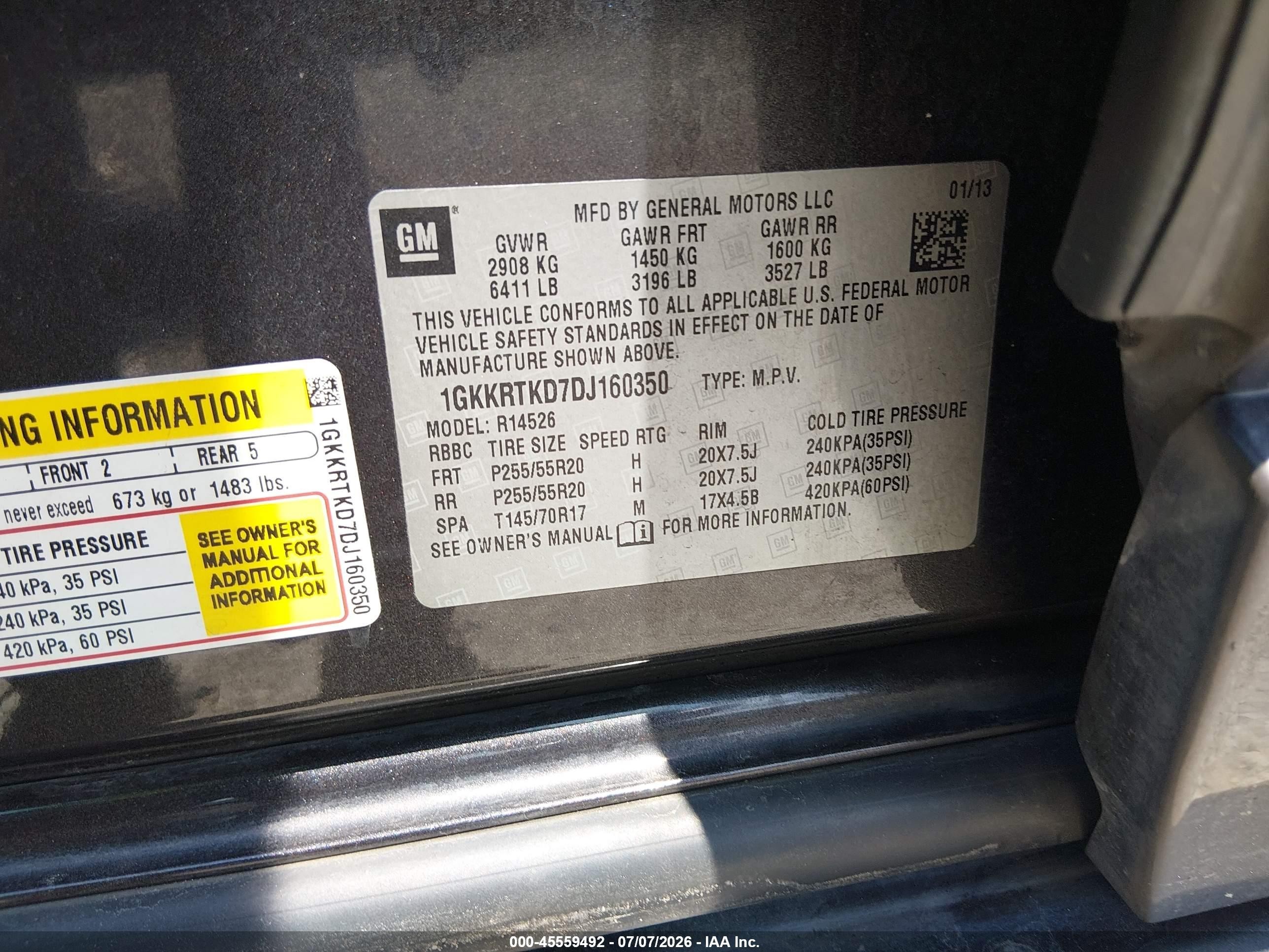 2013 Gmc Acadia Denali Gray vin: 1GKKRTKD7DJ160350