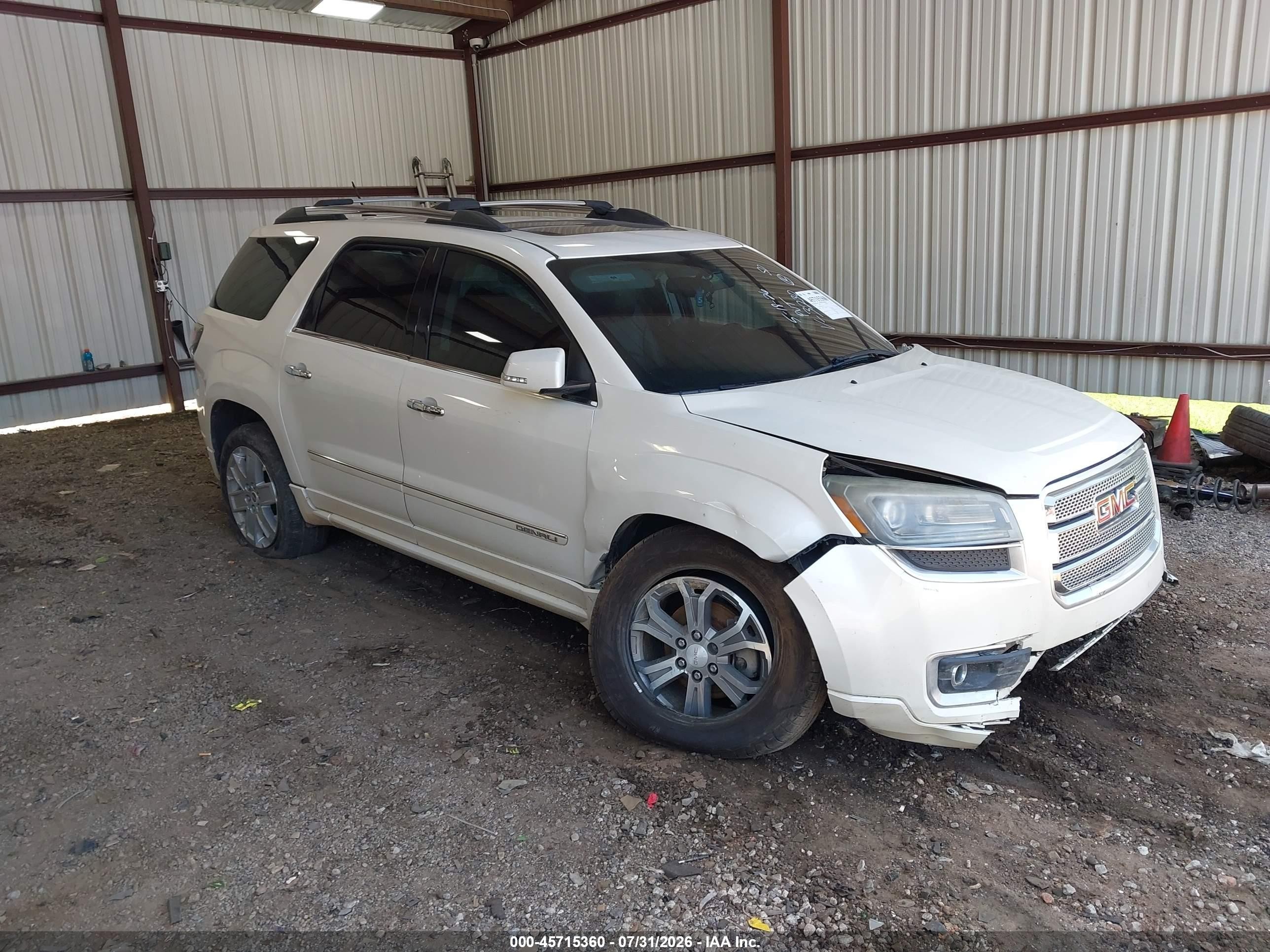 2013 Gmc Acadia Denali White vin: 1GKKRTKD7DJ173230