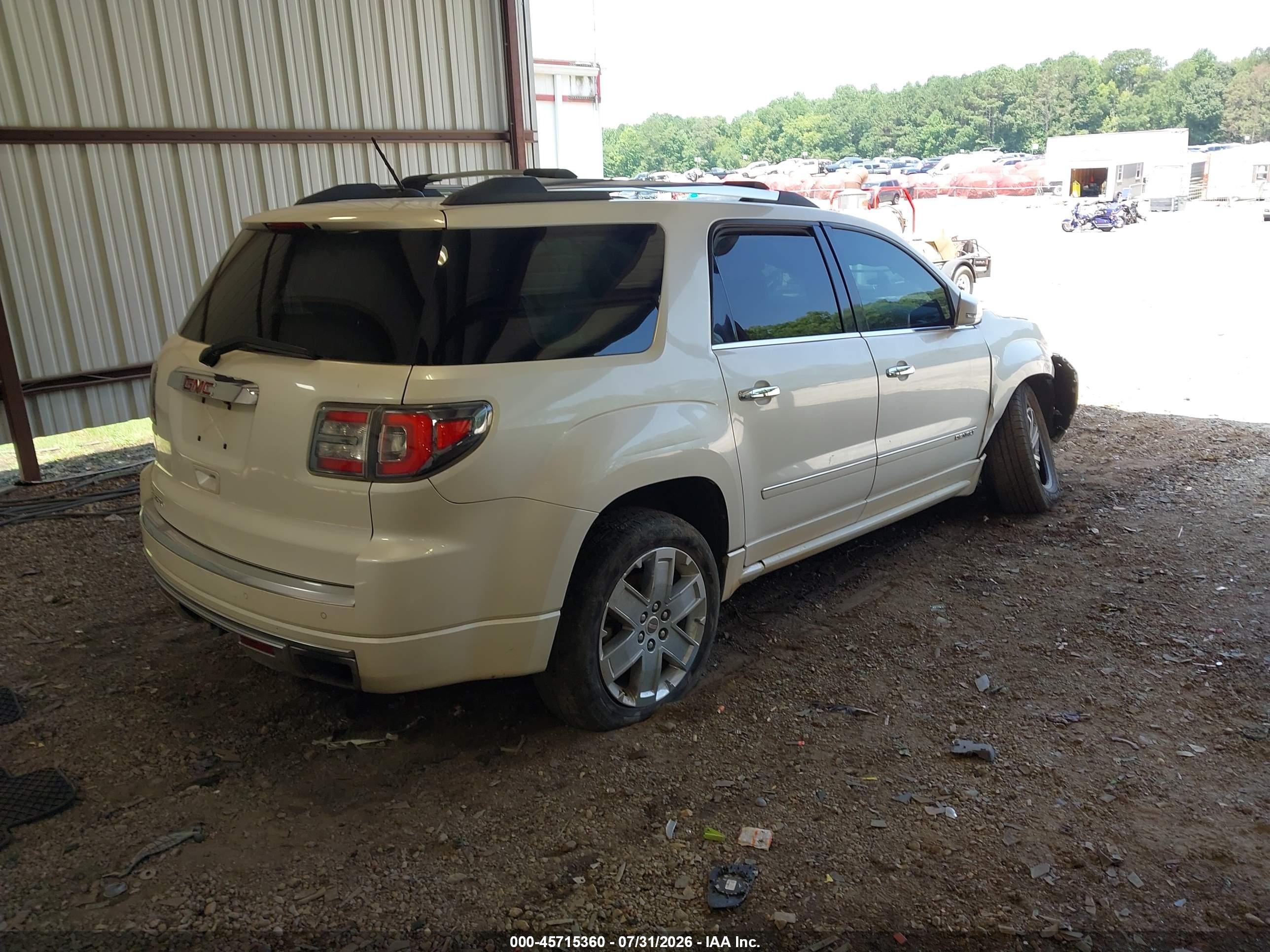 2013 Gmc Acadia Denali White vin: 1GKKRTKD7DJ173230