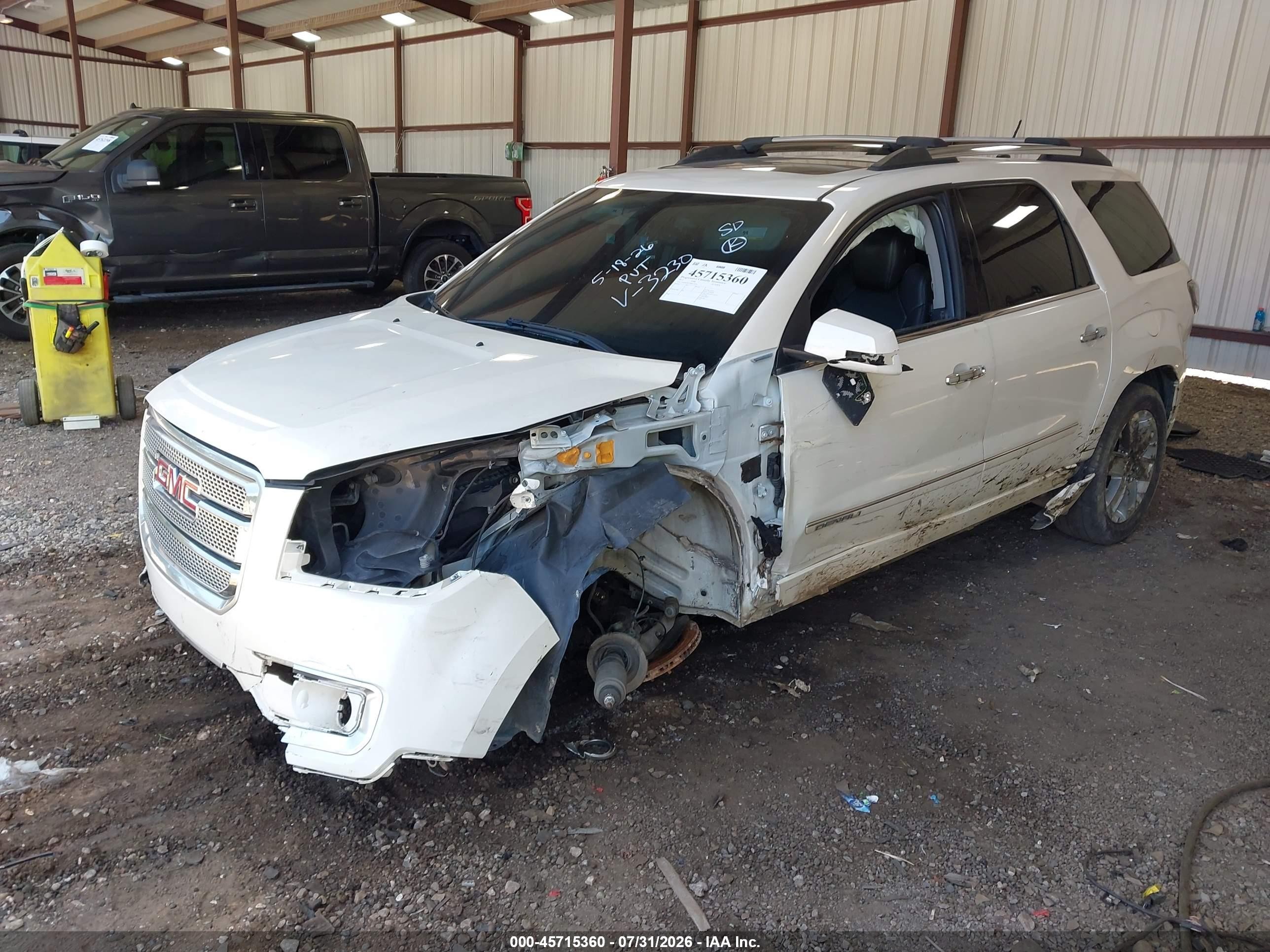 2013 Gmc Acadia Denali White vin: 1GKKRTKD7DJ173230
