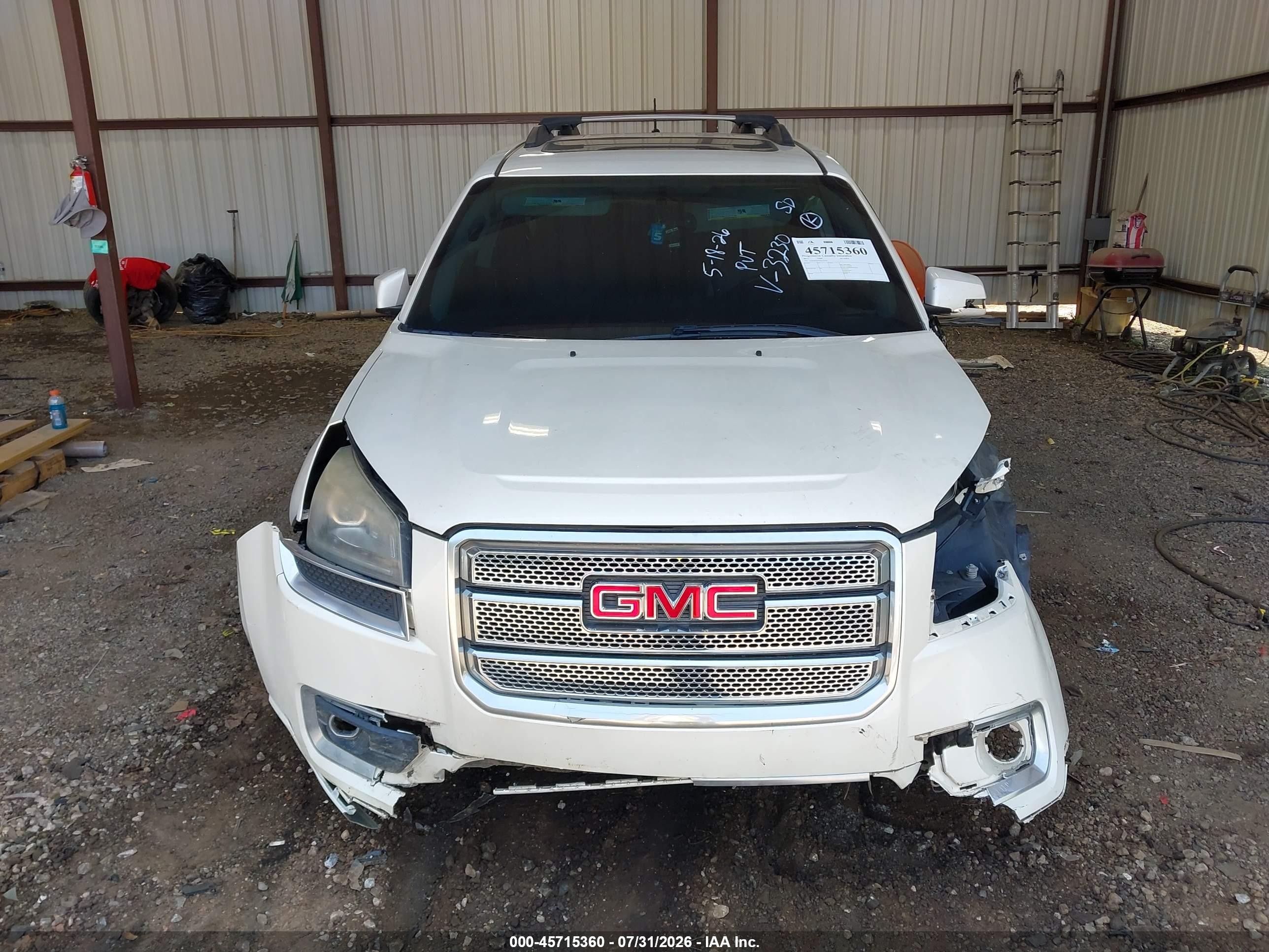 2013 Gmc Acadia Denali White vin: 1GKKRTKD7DJ173230