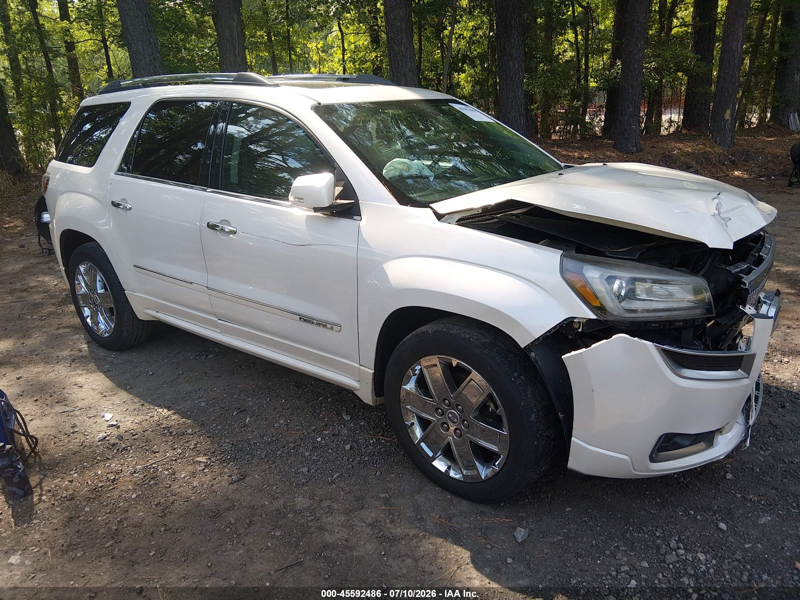 2013 Gmc Acadia Denali White vin: 1GKKRTKD7DJ229196