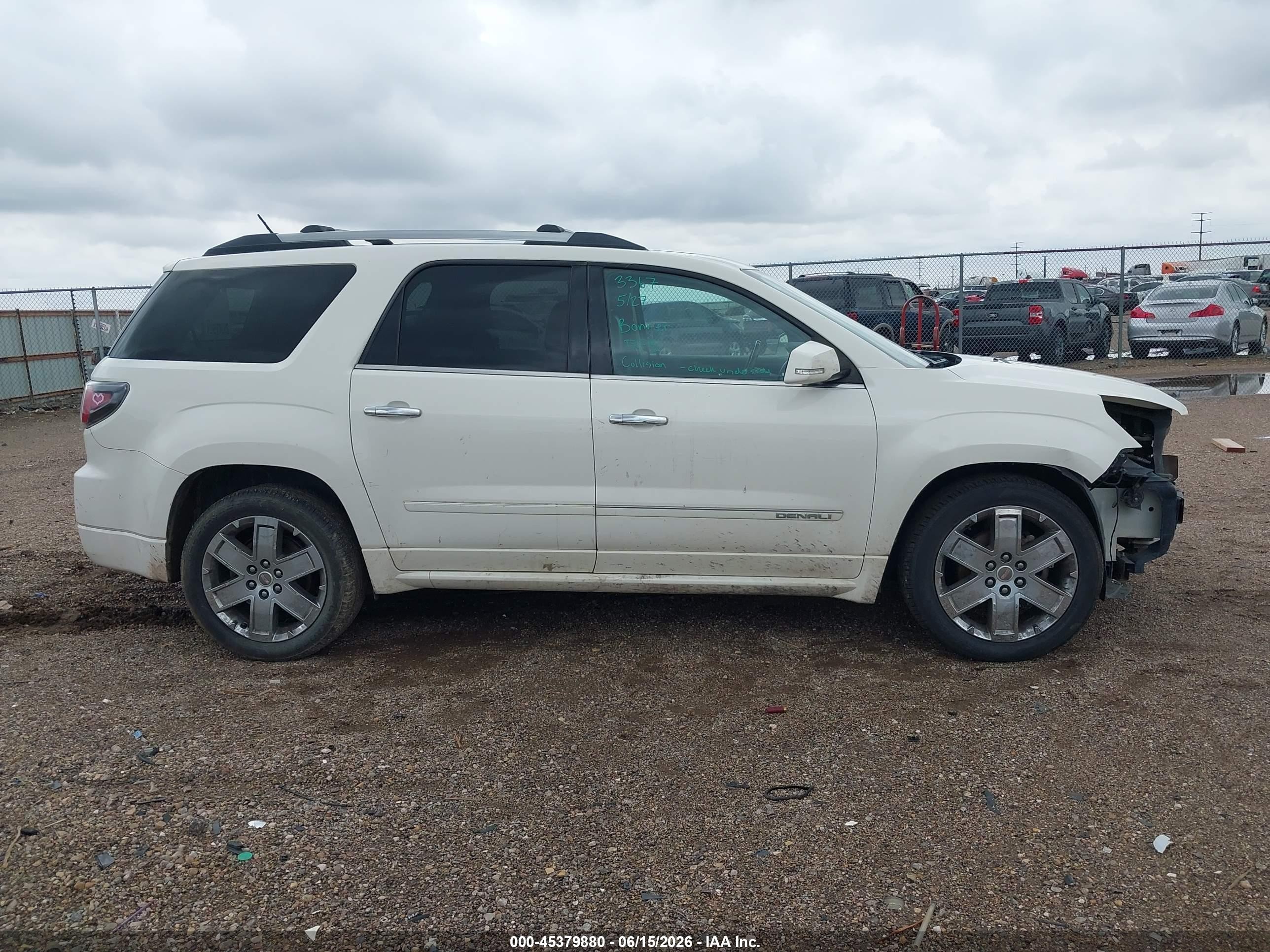 2014 Gmc Acadia Denali White vin: 1GKKRTKD8EJ345928