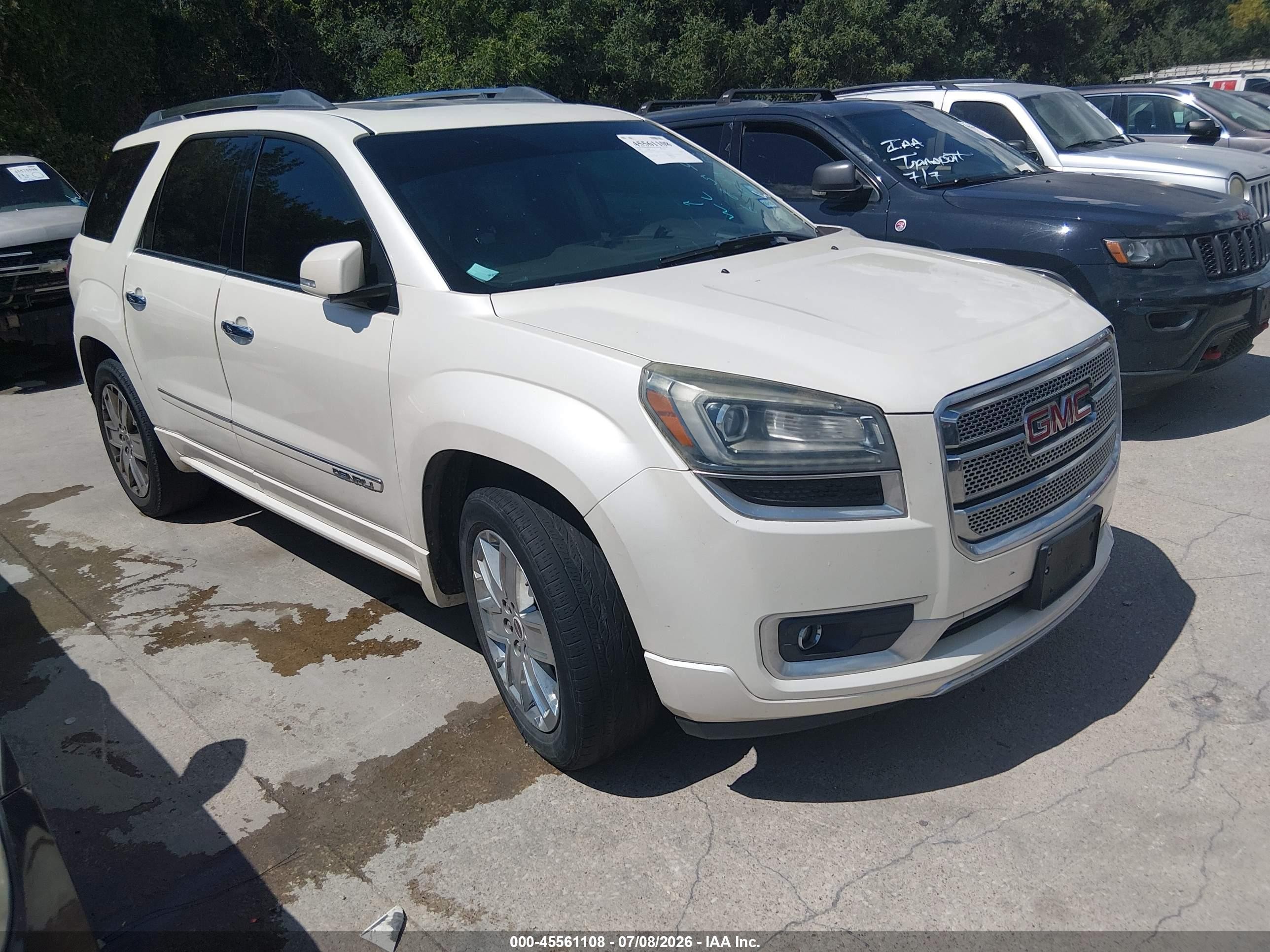 2013 Gmc Acadia Denali White vin: 1GKKRTKD9DJ159586